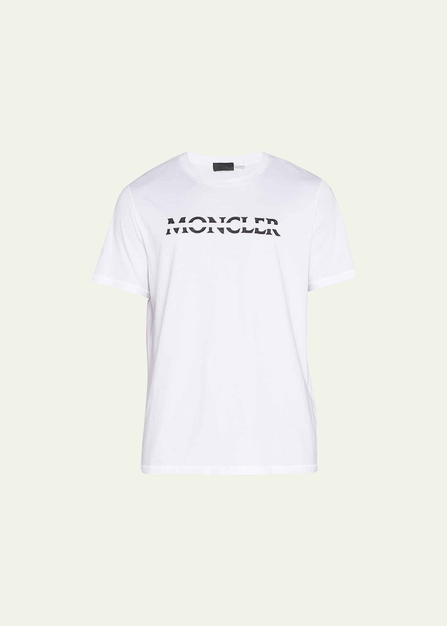 Moncler Men's Embroidered Logo Crew T-shirt In White