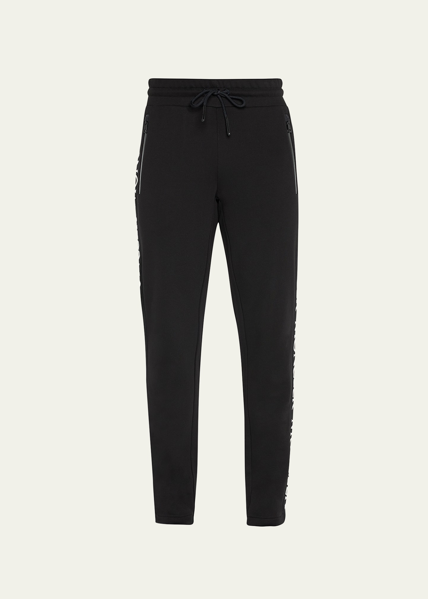 Moncler Men's Logo-tape Sweatpants In Black