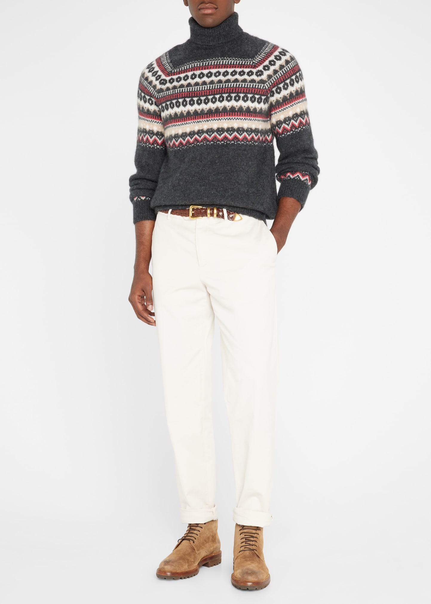 Men's Jacquard-Print Alpaca Turtleneck Sweater