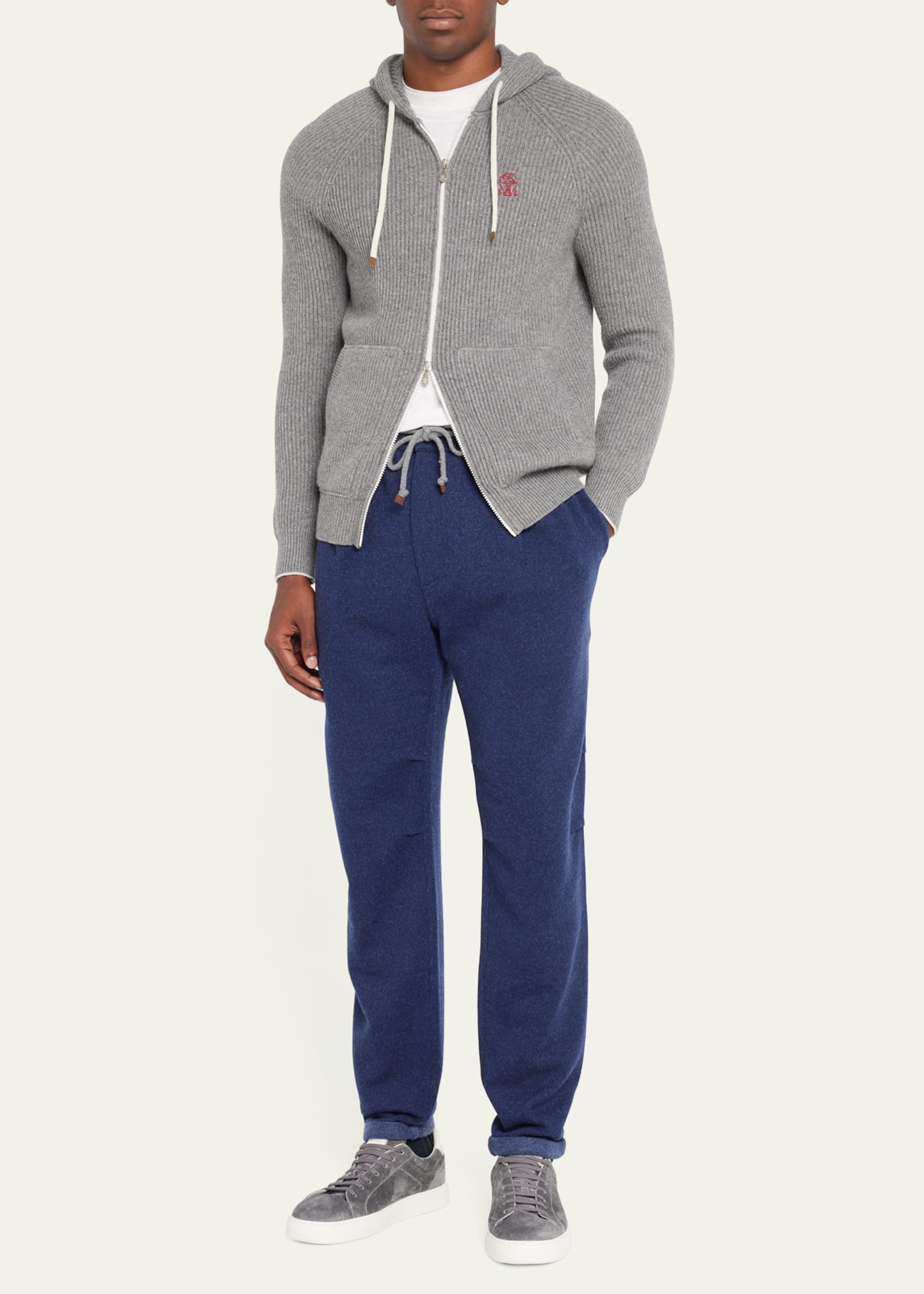 Brunello Cucinelli Men's Pleated-Front Cashmere Sweatpants
