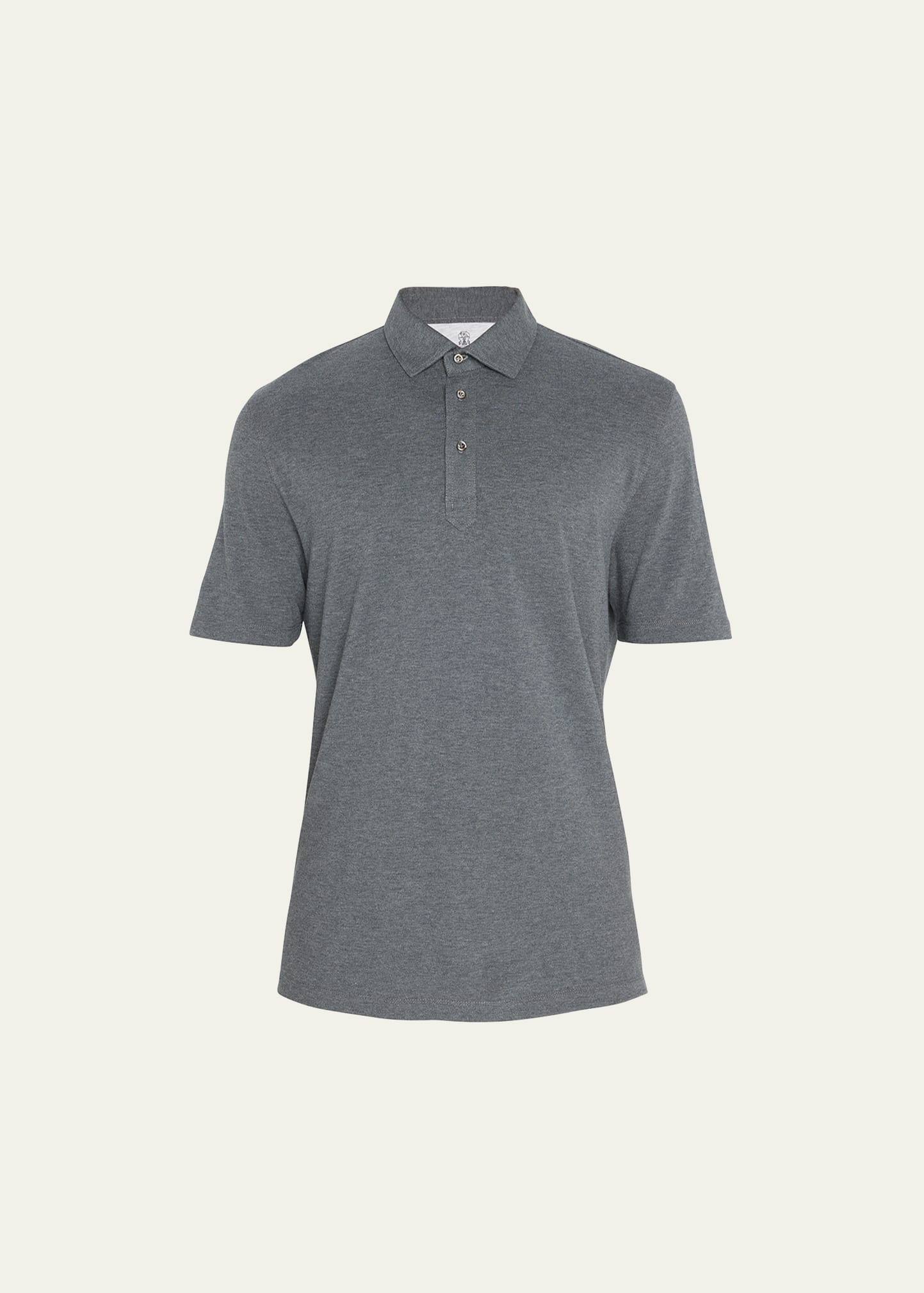 Brunello Cucinelli Men's Cotton Piqué Polo Shirt In Dark Grey
