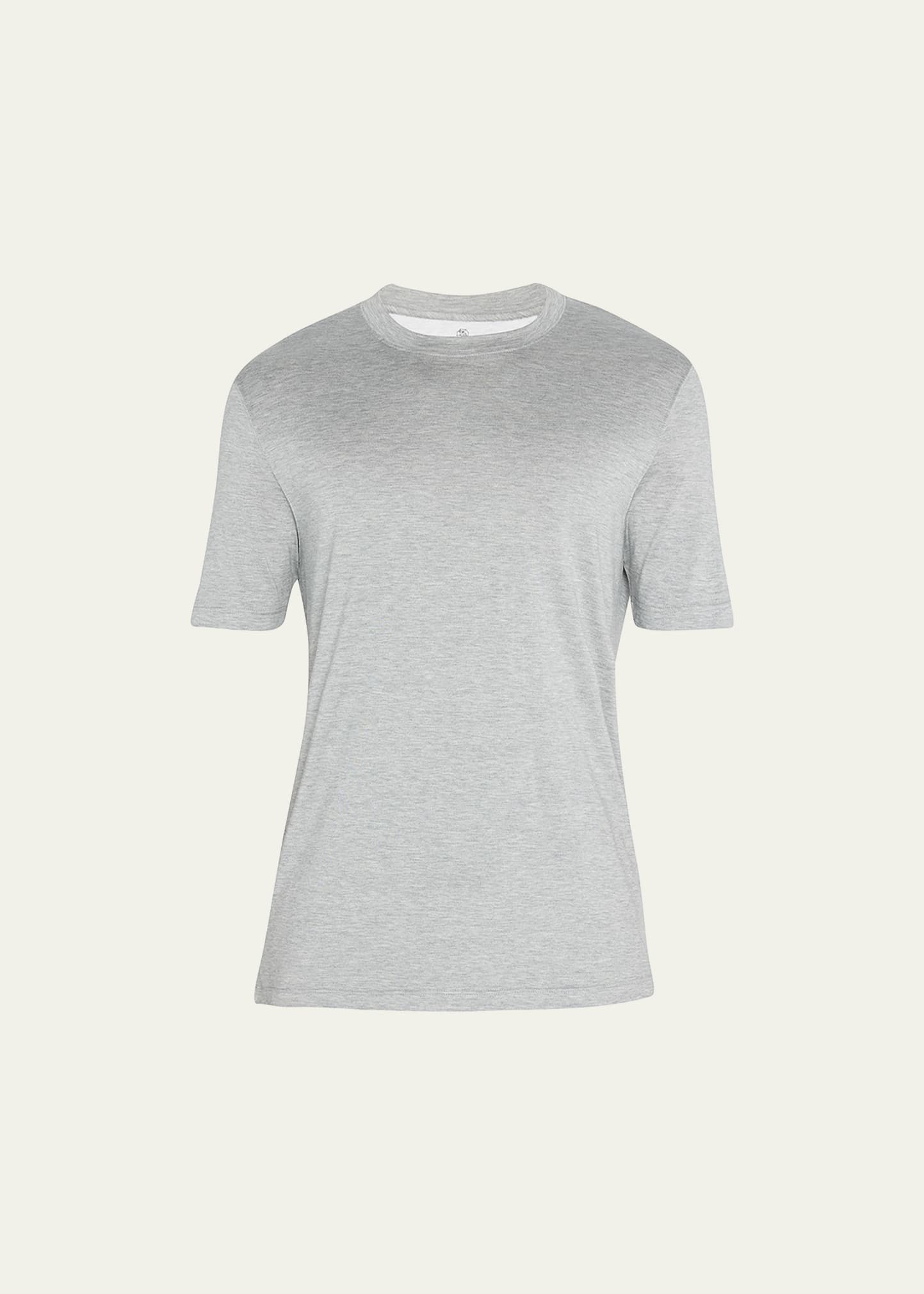 Brunello Cucinelli Men's Silk & Cotton Crewneck T-shirt In C571-grey