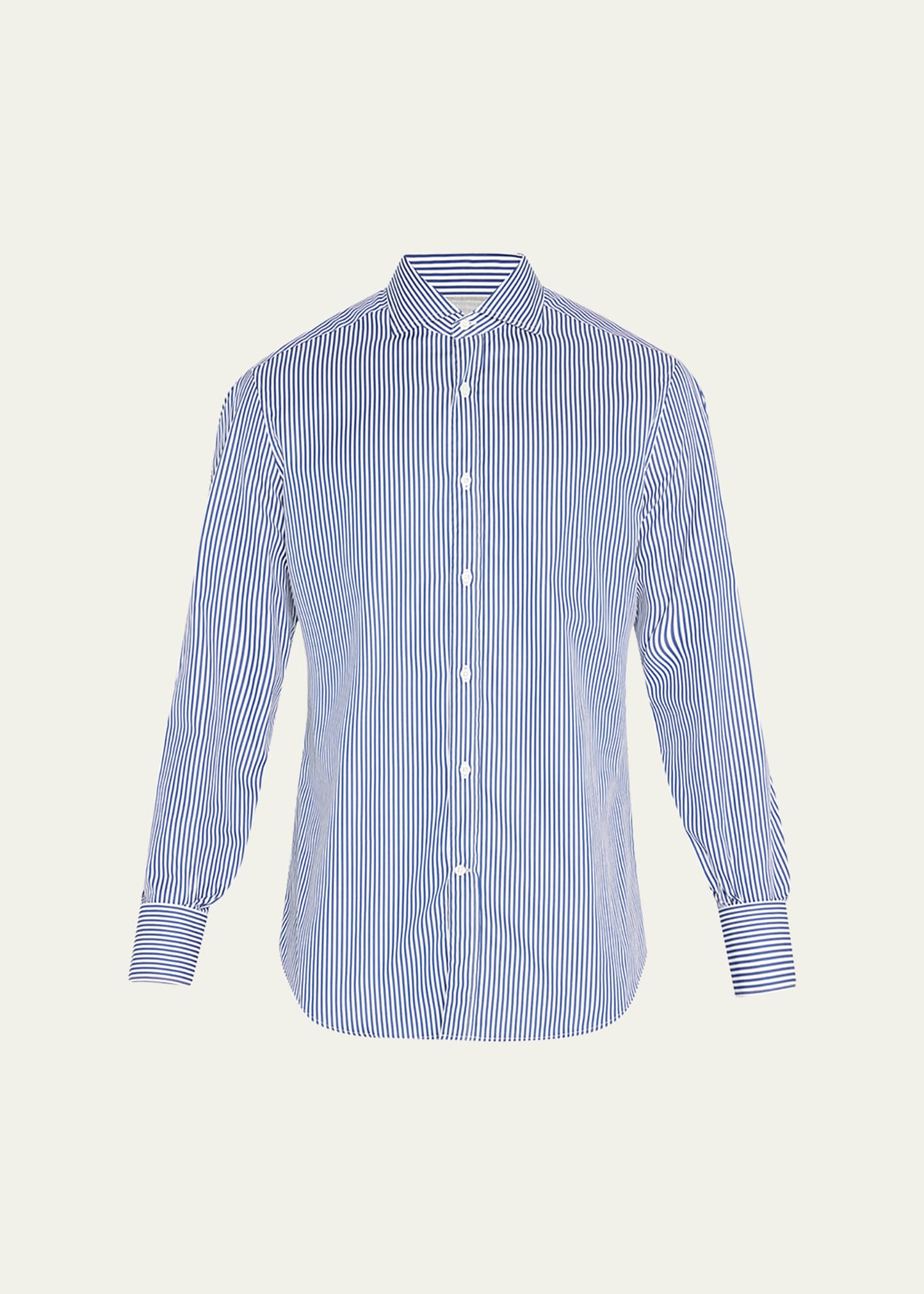 Brunello Cucinelli Men's Micro-stripe Sport Shirt In C017-white Blue