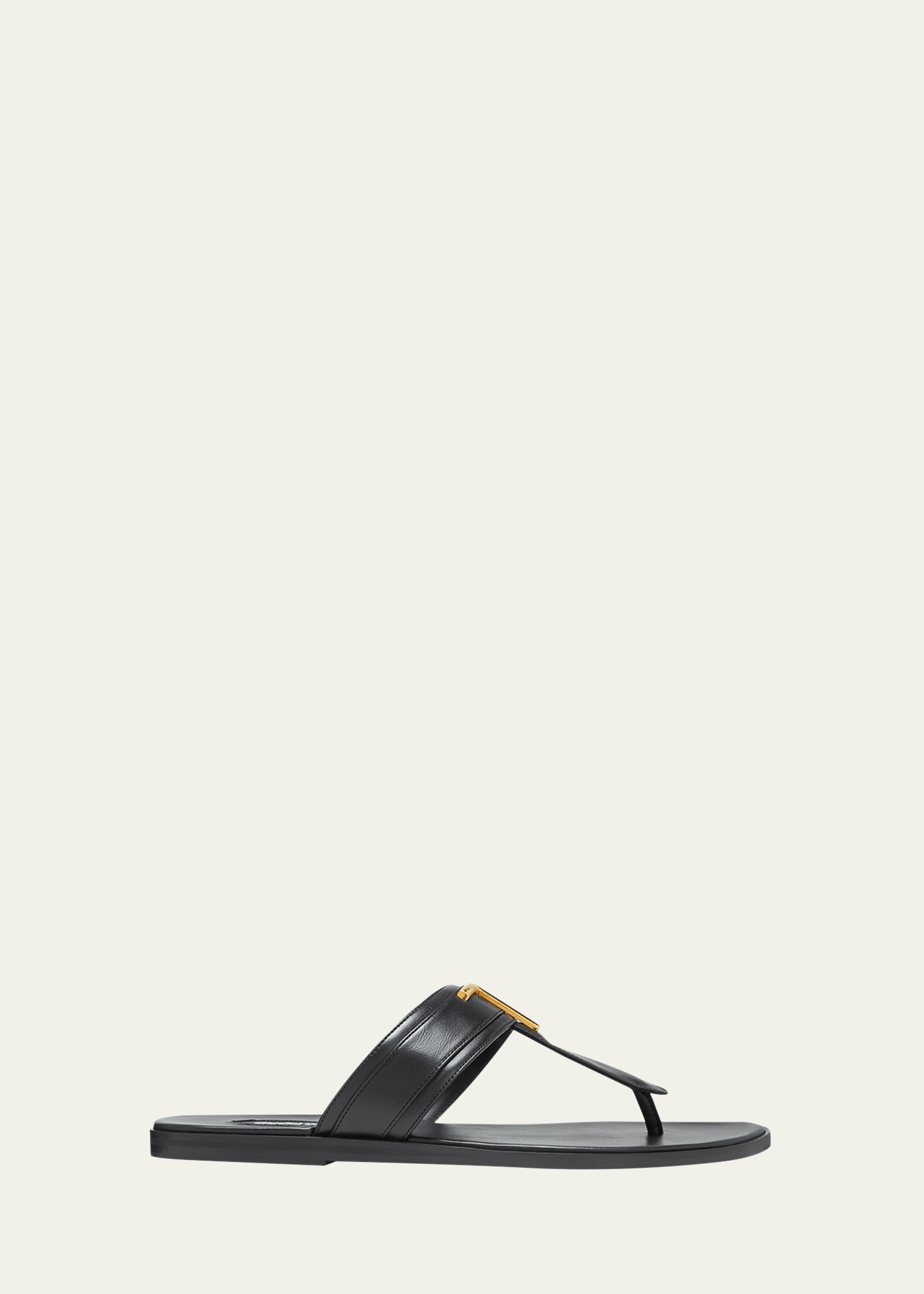 Tom Ford Brighton Leather Flip-flops In Black And Gold In Black