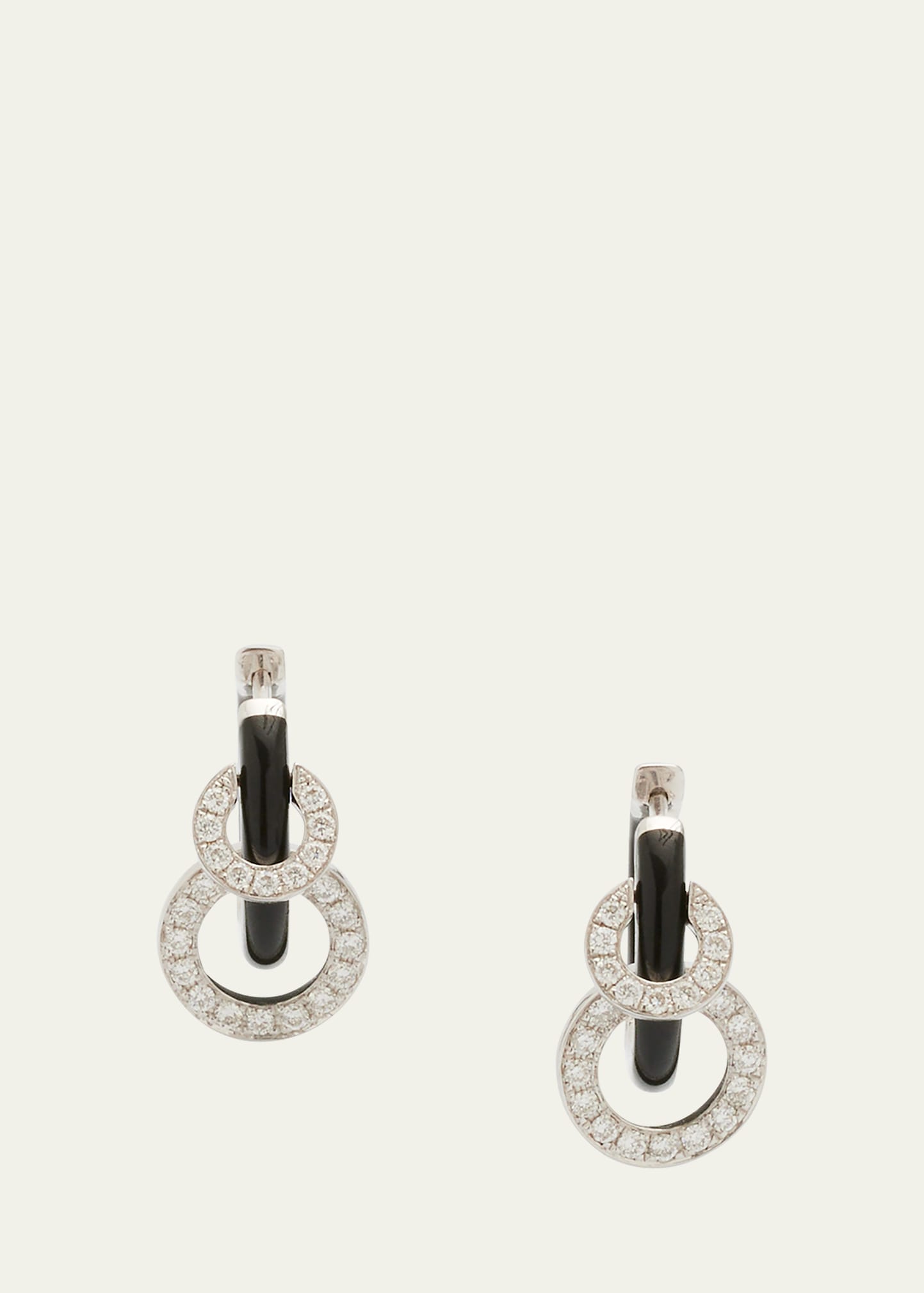 Oui Earrings with Black Enamel and White Diamonds in 18K White Gold