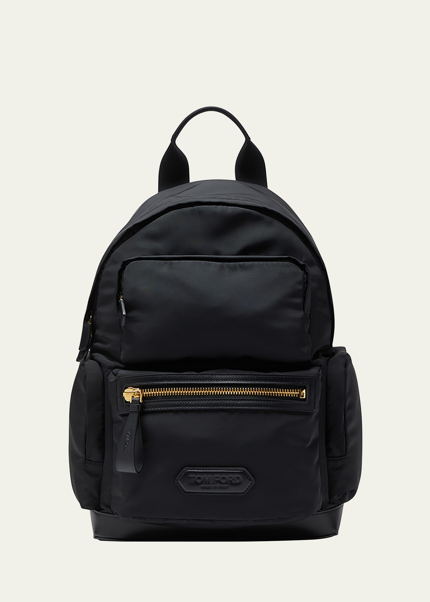 Tom Ford Men's Leather-trim Recycled Nylon Backpack In Black