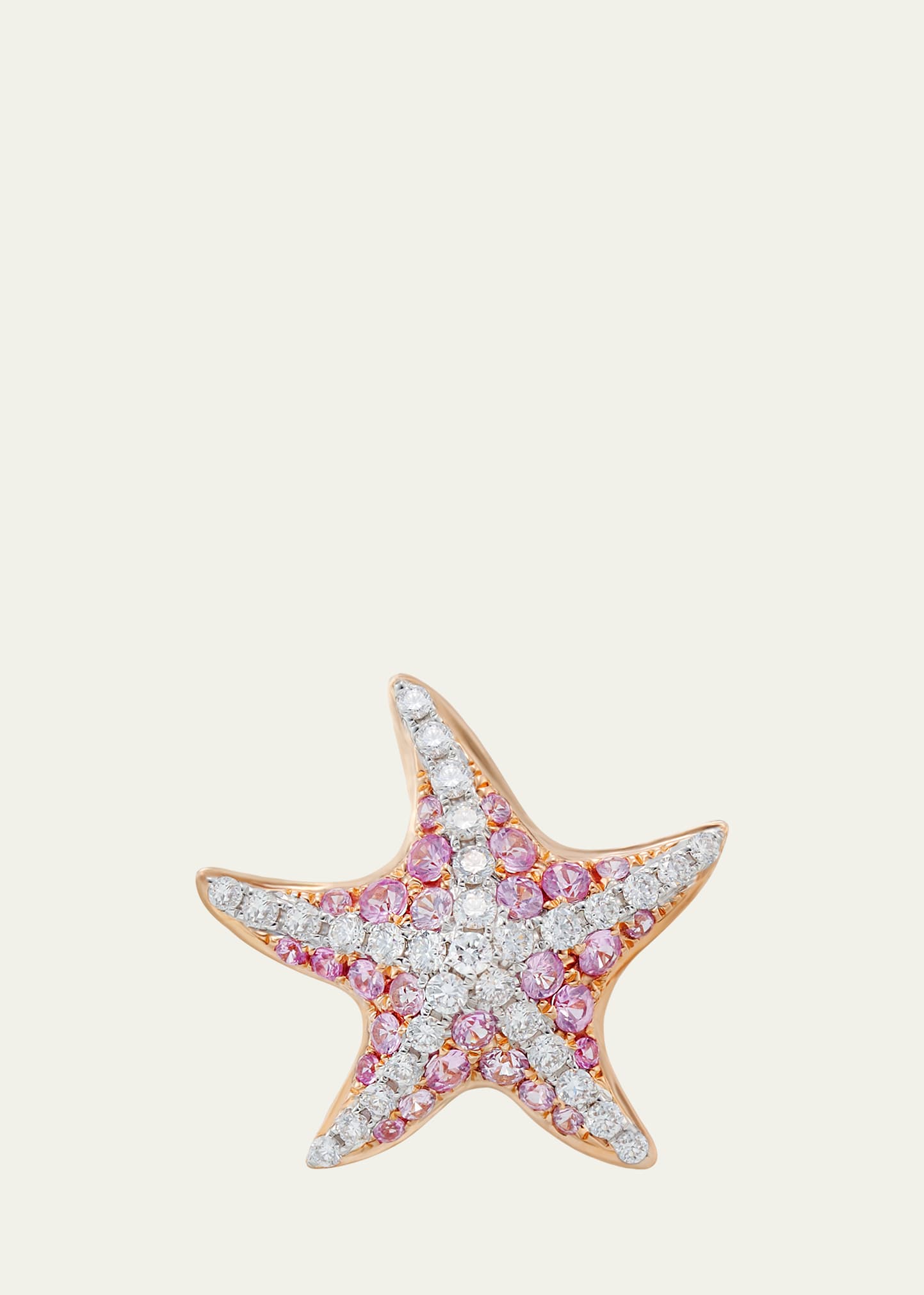 18k Rose Gold Sea Star Single Earring With Pink Sapphire
