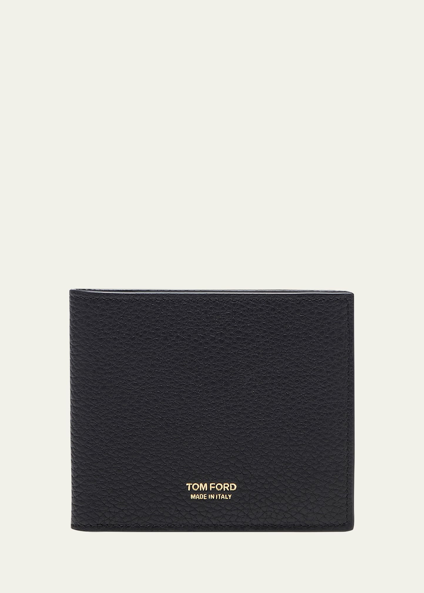 Tom Ford Men's Grained Leather T-line Bifold Wallet In 1n001 Black