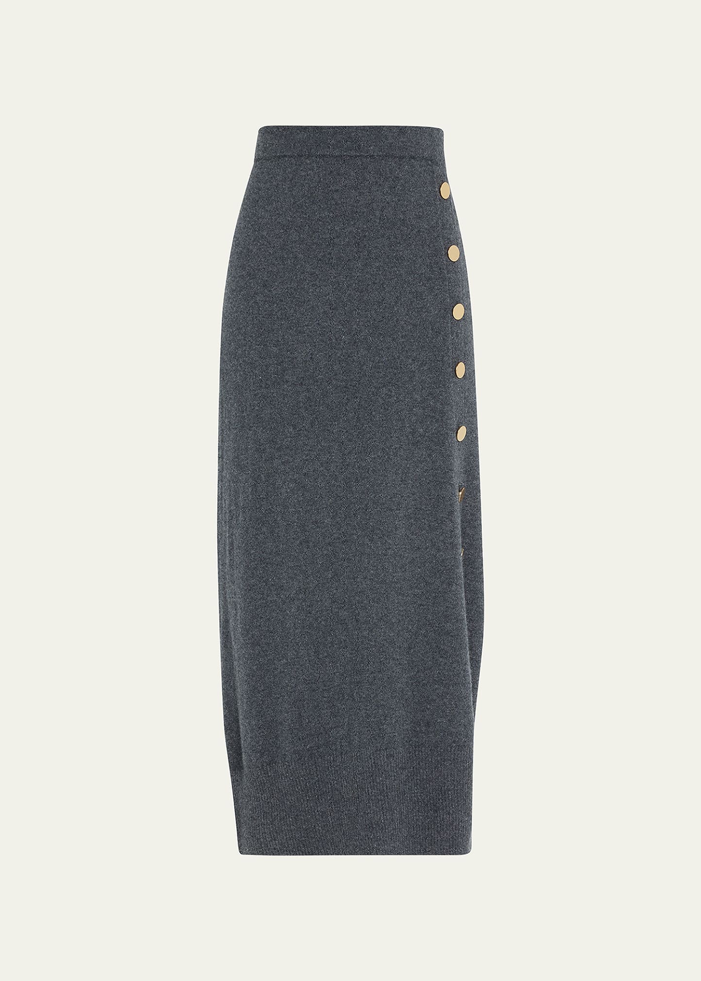 Minamoto Buttoned Cashmere Midi Skirt