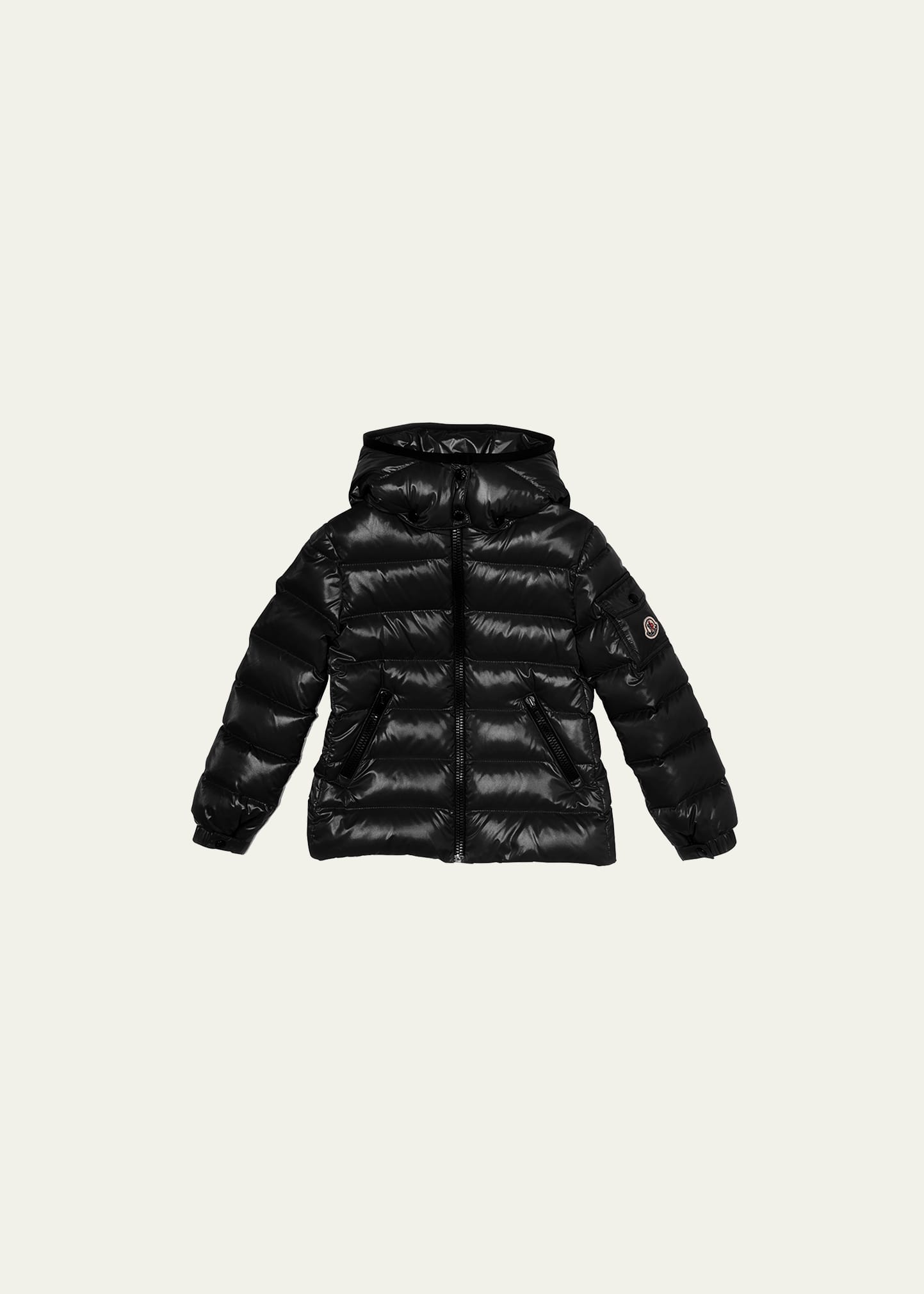 Shop Moncler Girl's Bady Quilted Logo Jacket In Black