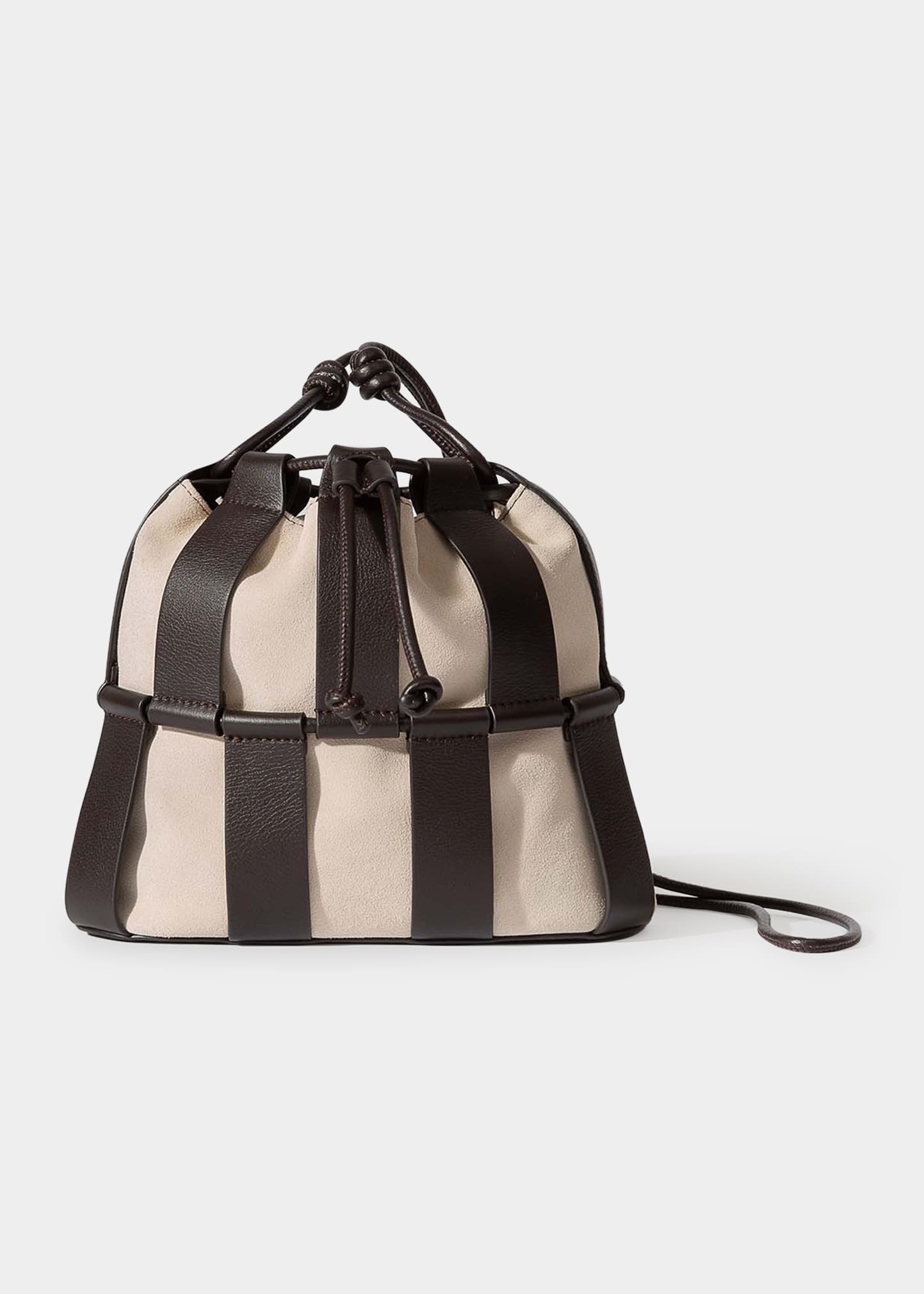 Hereu Line Caged Leather Bucket Bag In Ivorydk Brown | ModeSens
