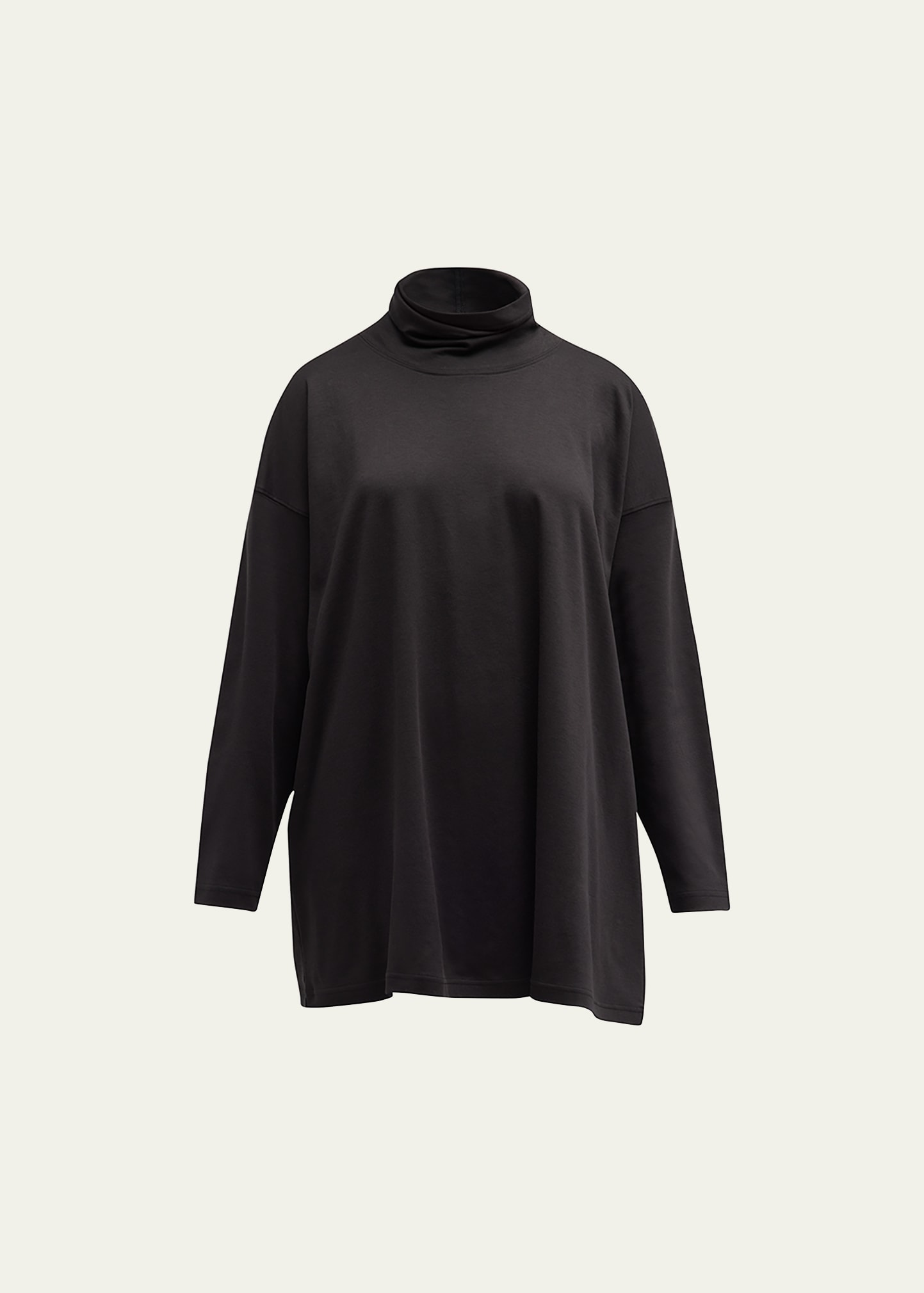 A-line Long-Sleeve Scrunch Neck Cashmere Top (Long Length)