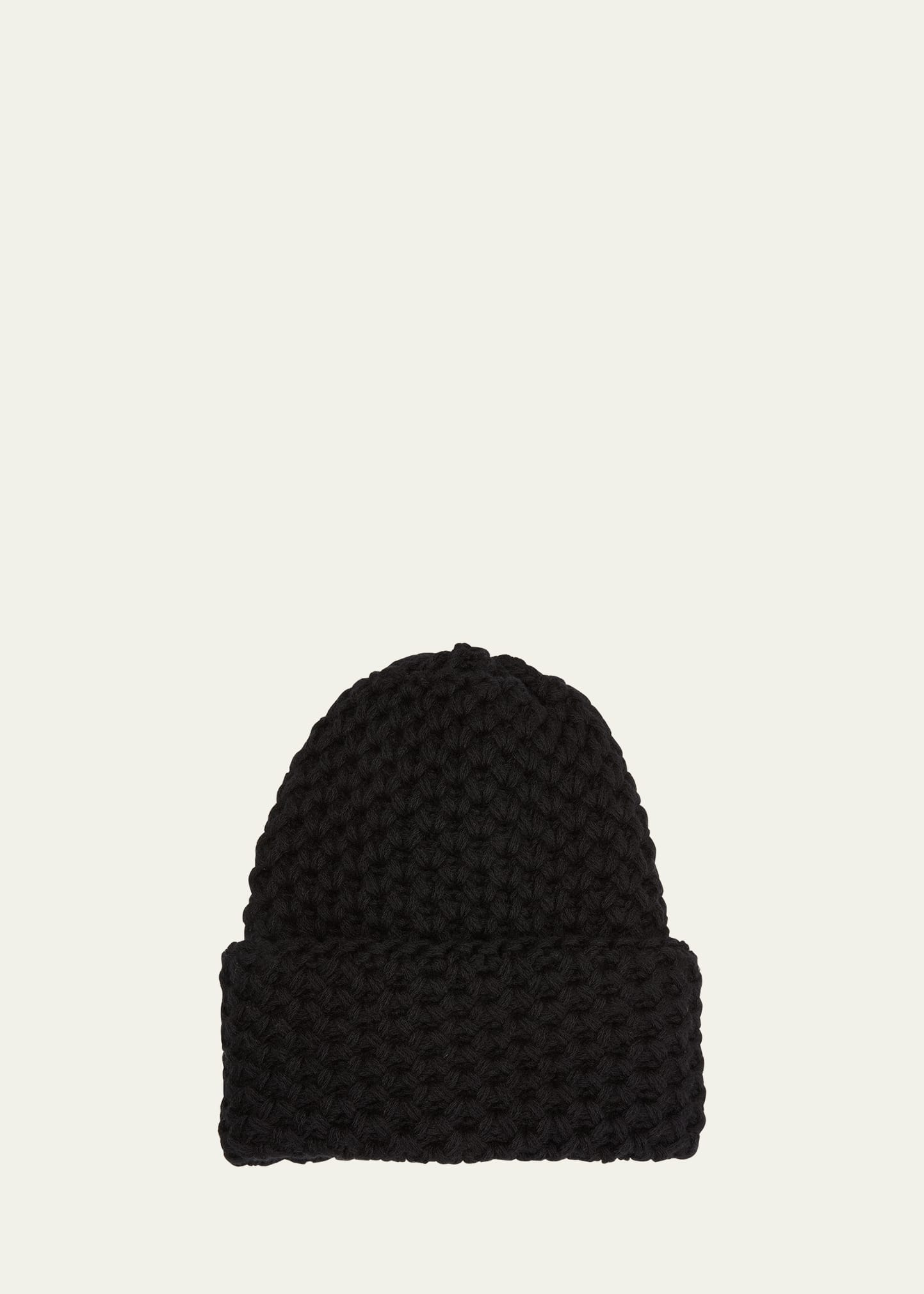 Inverni Cashmere Honeycomb Knit Beanie In 9000 Black
