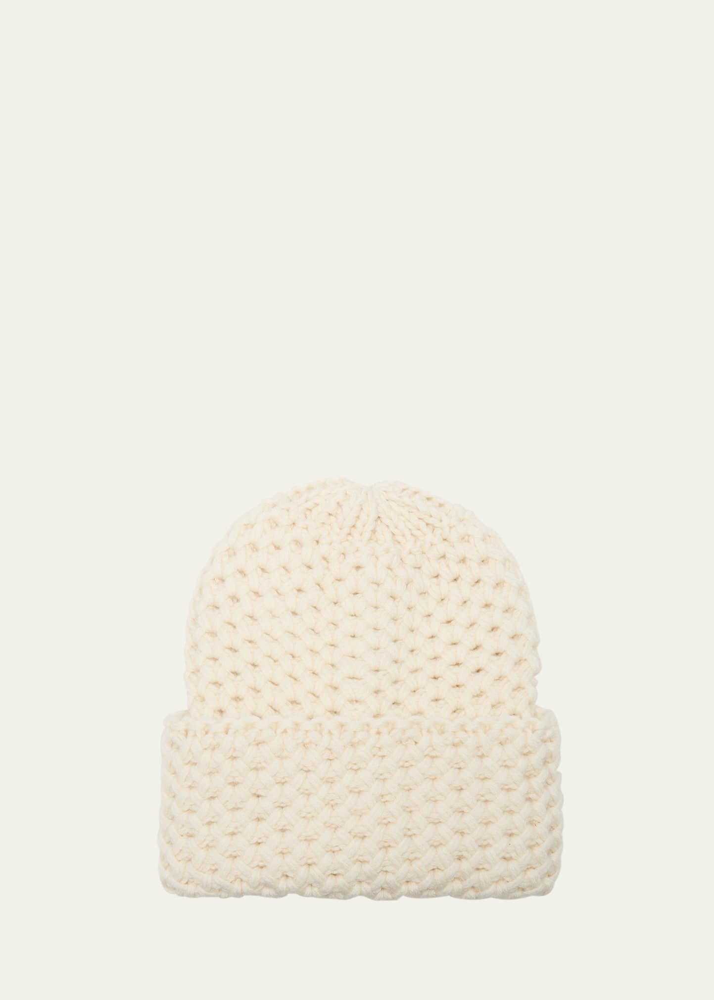 Inverni Cashmere Honeycomb Knit Beanie In 1001t Ivory
