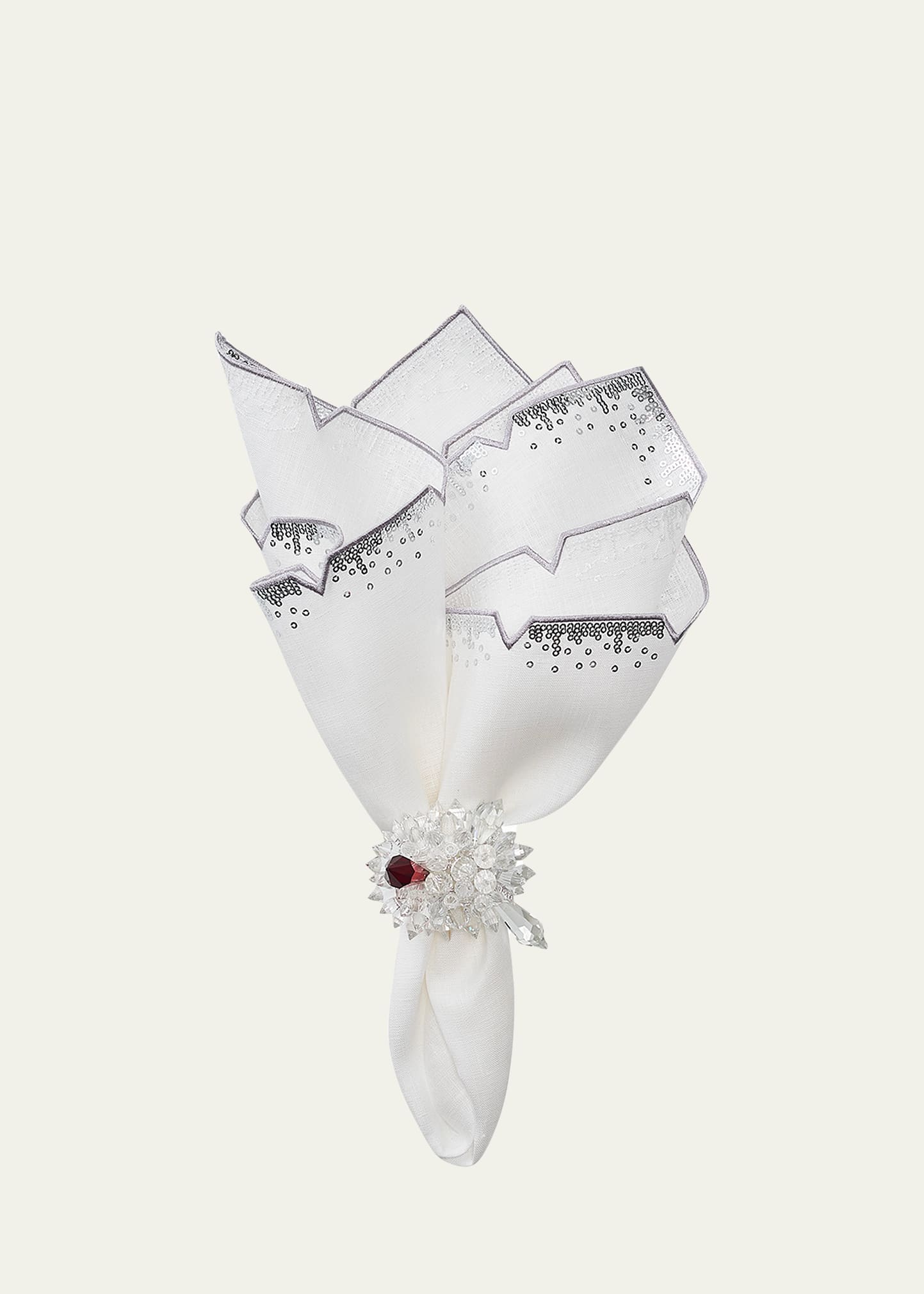 Baccarat X Kim Seybert Louxor Napkin In White/silver