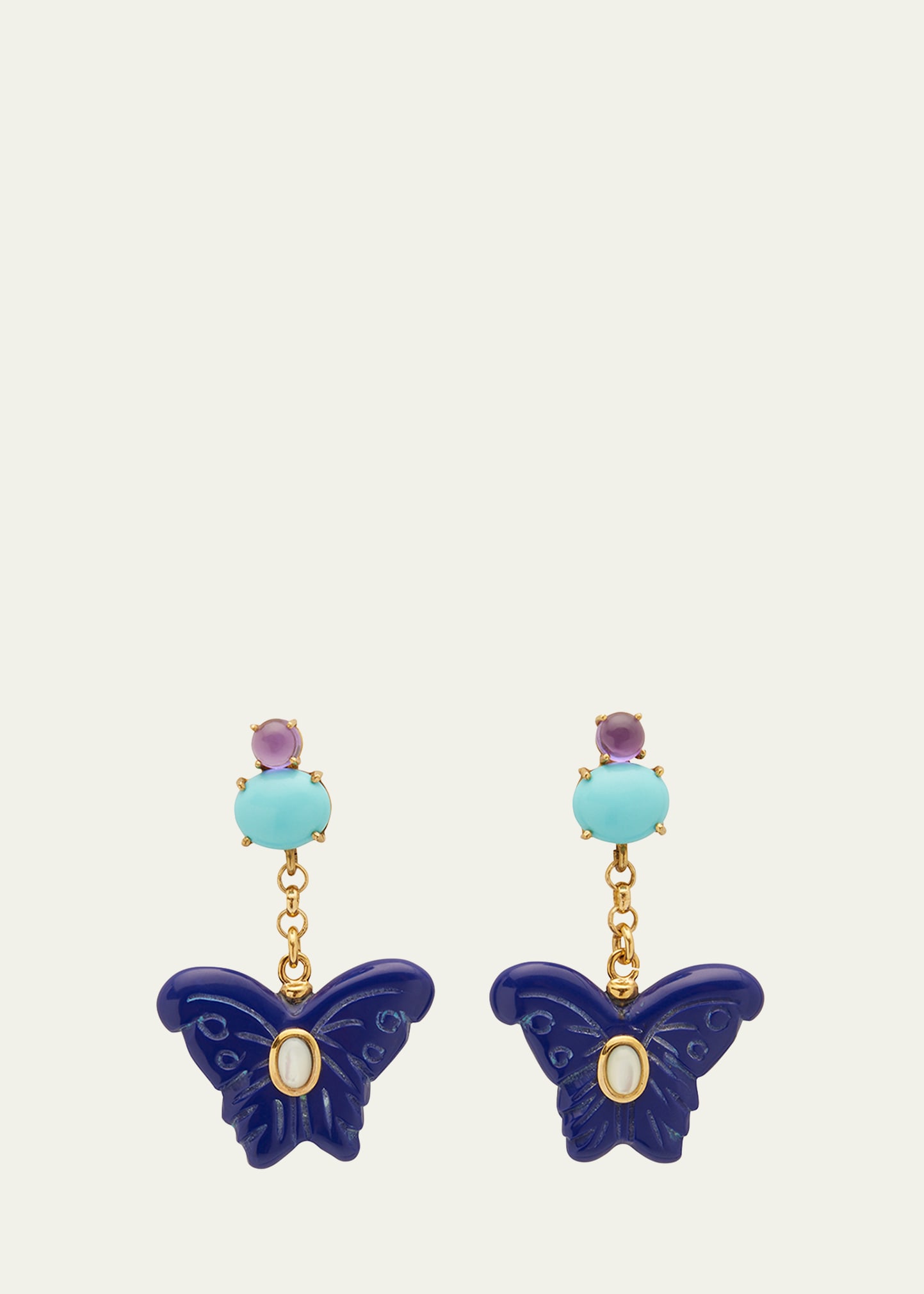 Grazia And Marica Vozza Blue And Turquoise Colored Resin Butterfly Earrings In Multi