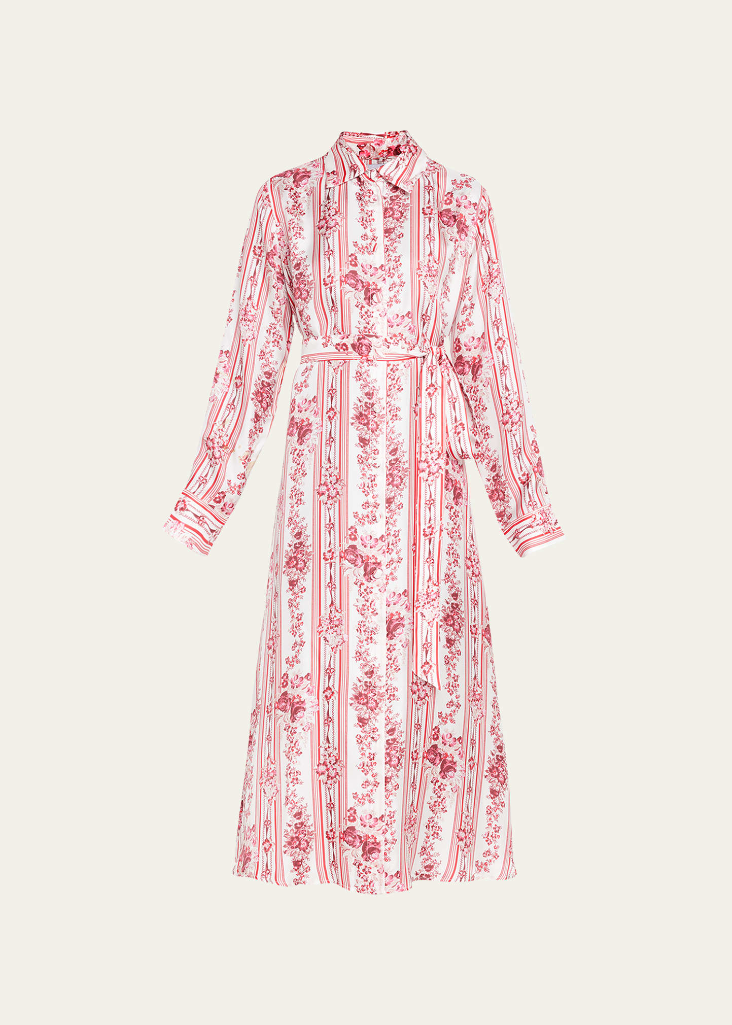 Evi Grintela Valerie Printed Silk Belted Midi Dress
