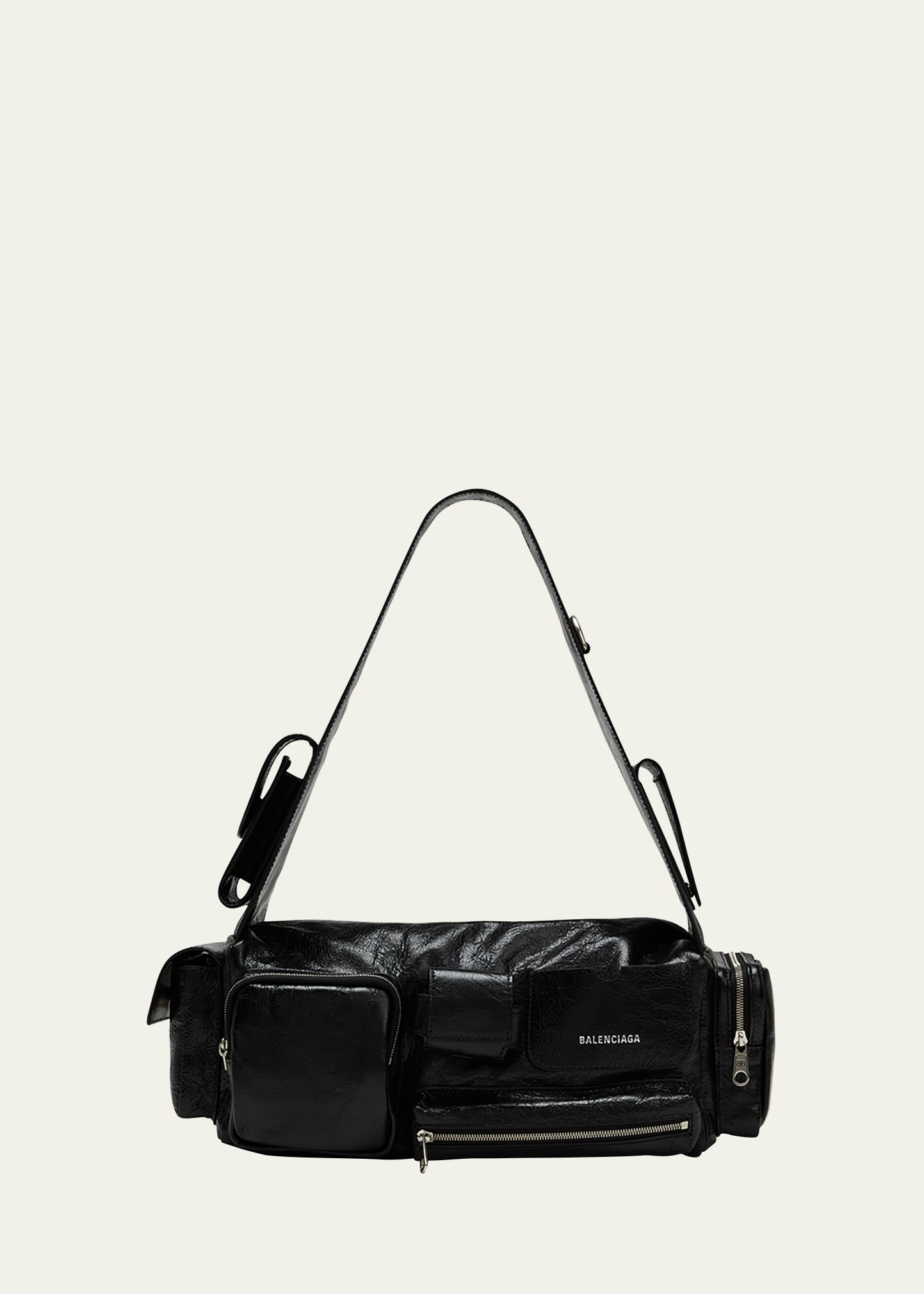 Shop Balenciaga Men's Superbusy Leather Multi-pocket Sling Bag, Small In Black