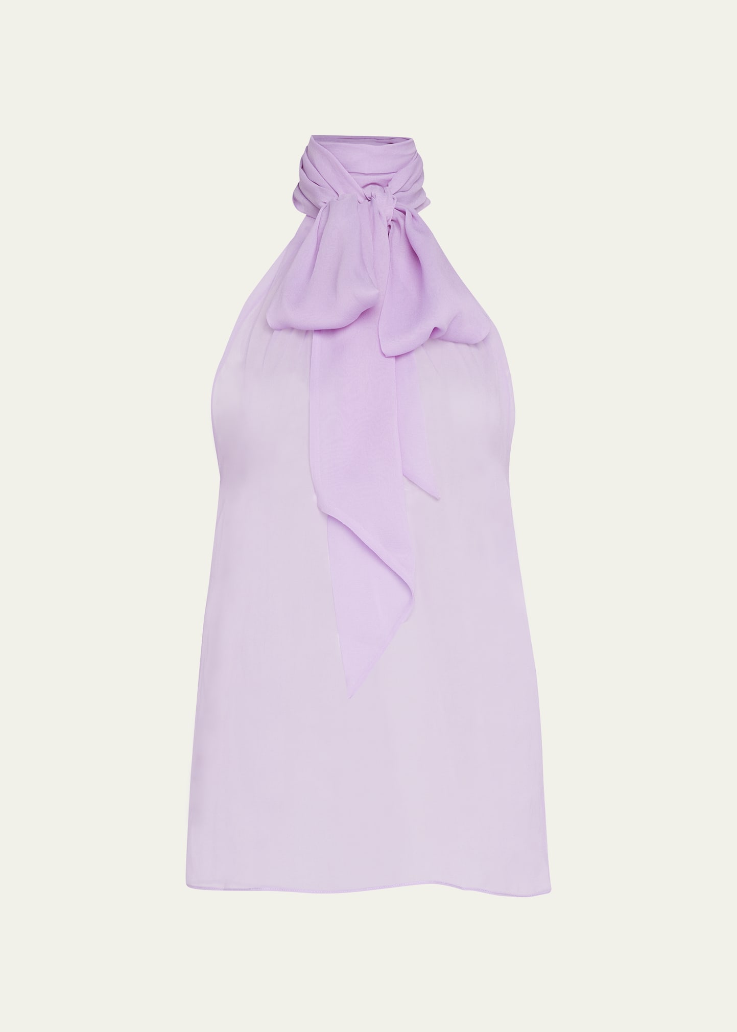 Neck-Tie Sleeveless Silk Chiffon Top