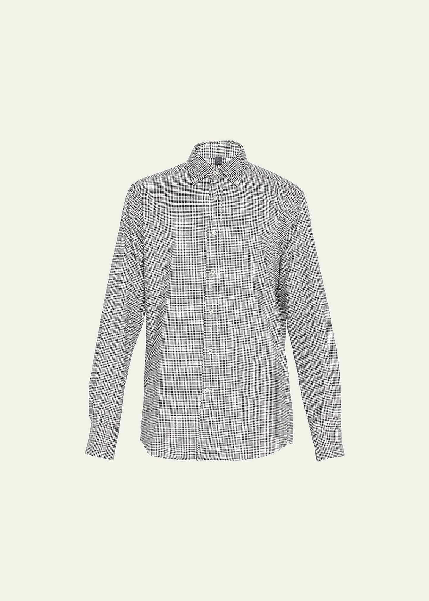 Bergdorf Goodman Men's Plaid Flannel Sport Shirt In Grey