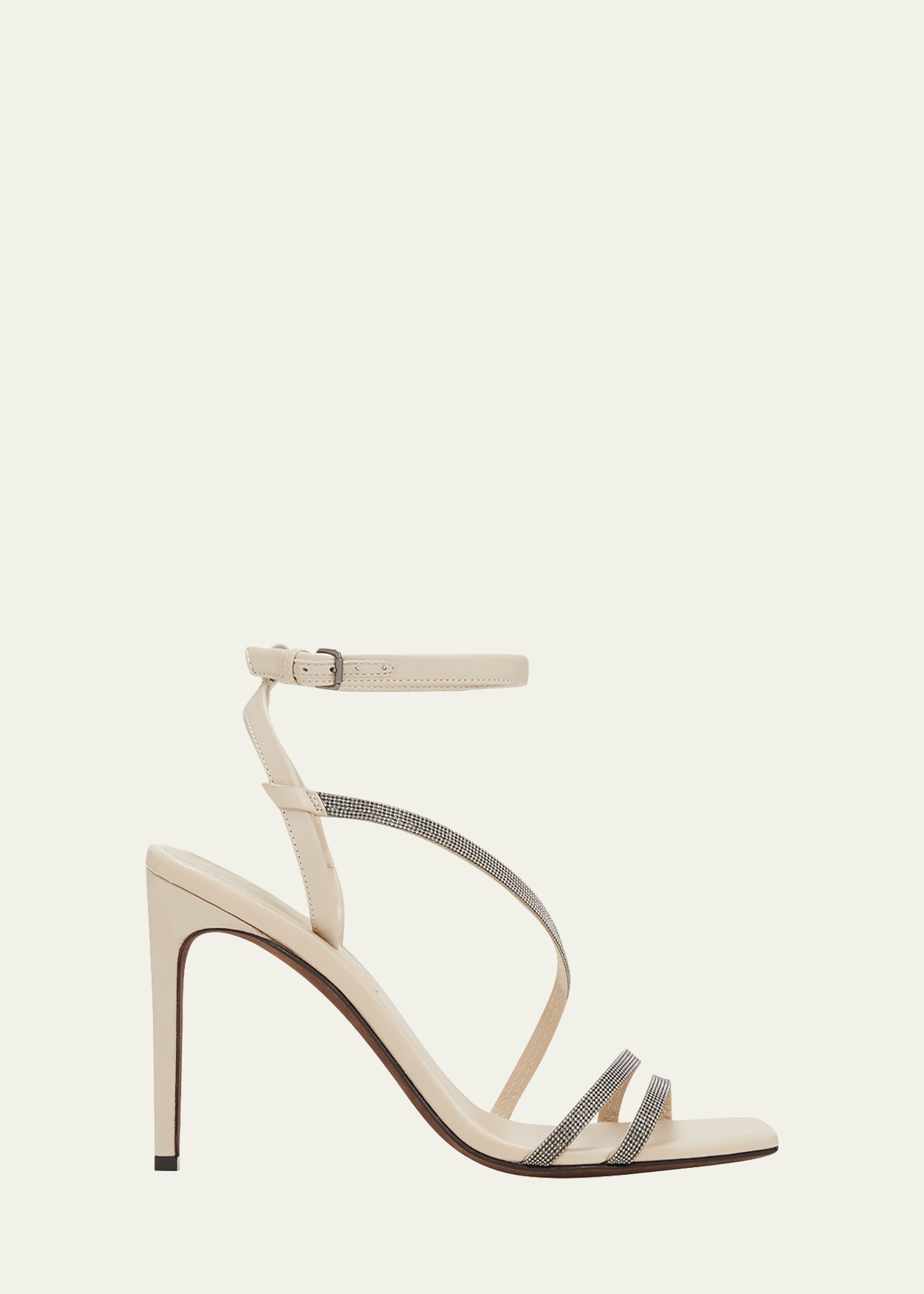 Brunello Cucinelli Monili Leather Ankle-strap Sandals In C8238 Light Beige