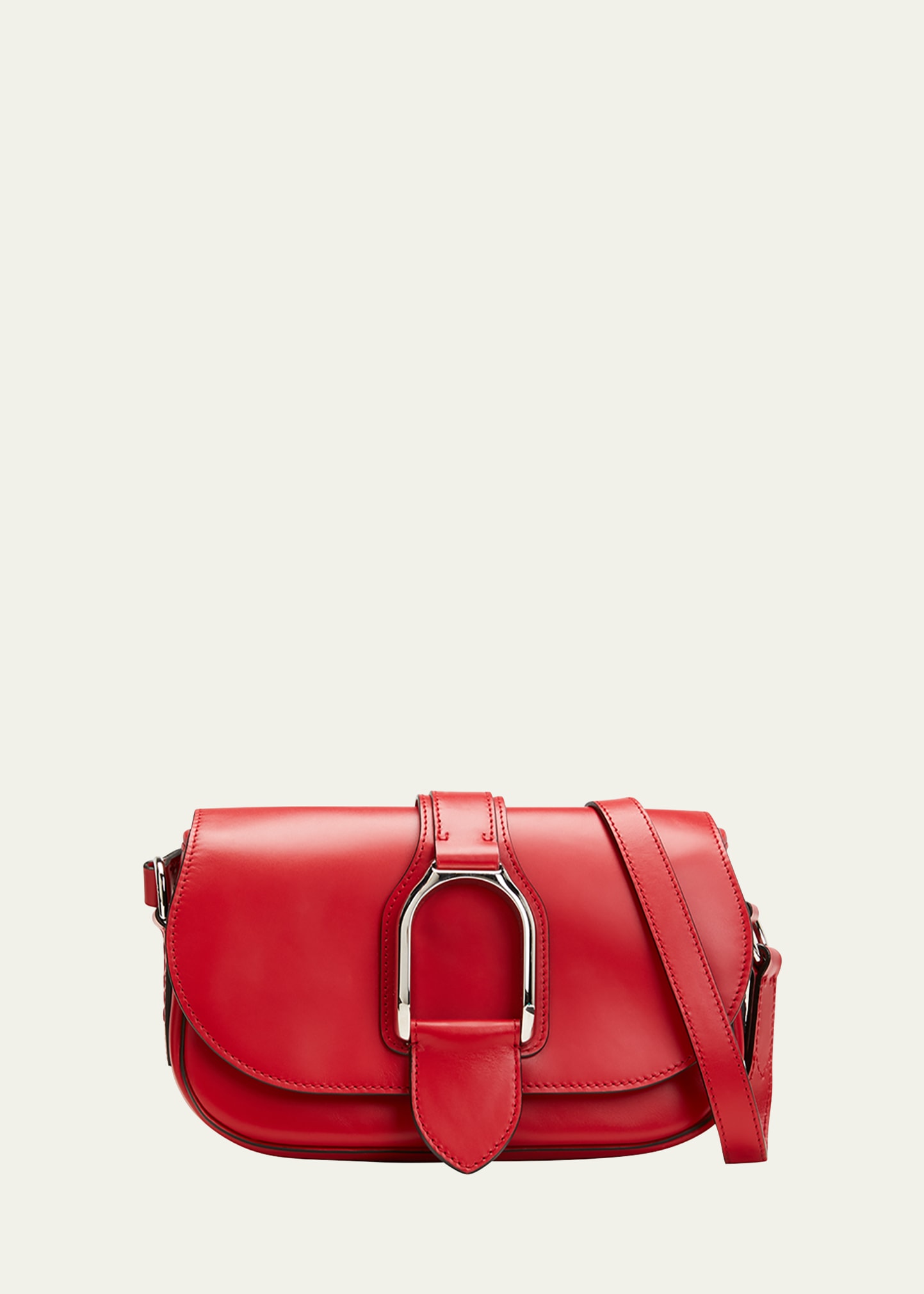 Shop Ralph Lauren Welington Flap Leather Shoulder Bag In Deep Red