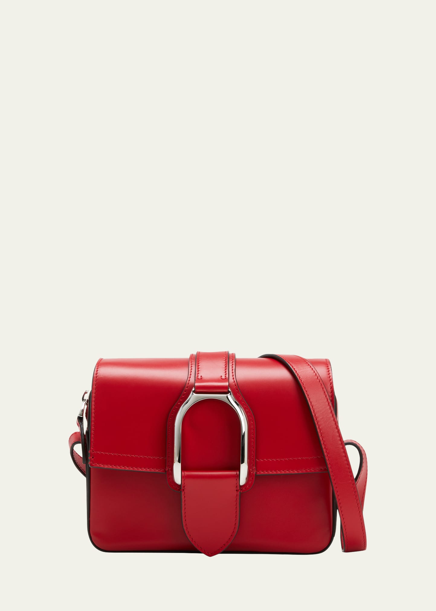 Ralph Lauren Welington Flap Leather Crossbody Bag In Deep Red