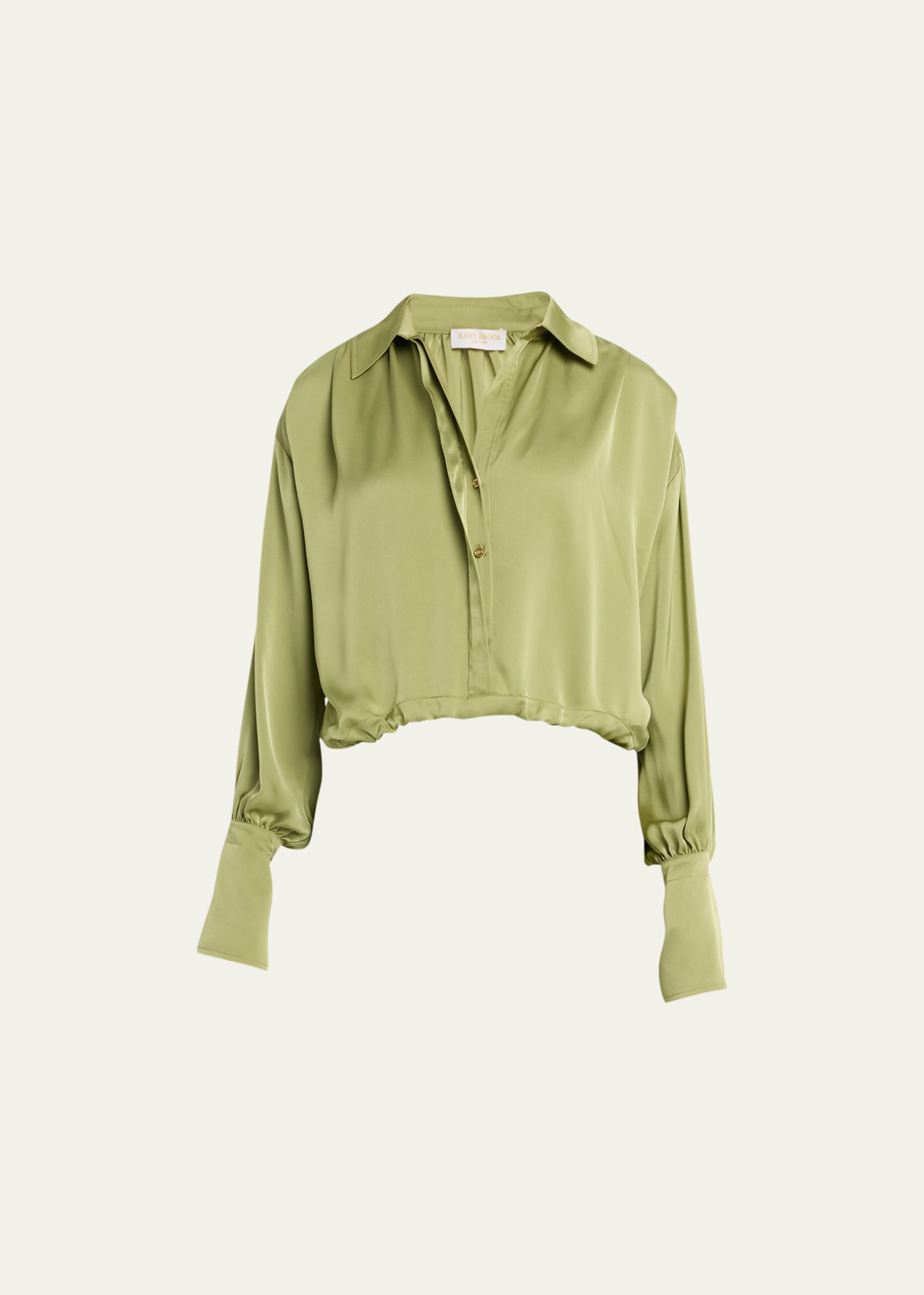 Ramy Brook Heidi Button-front Cropped Blouse In Vintage Olive