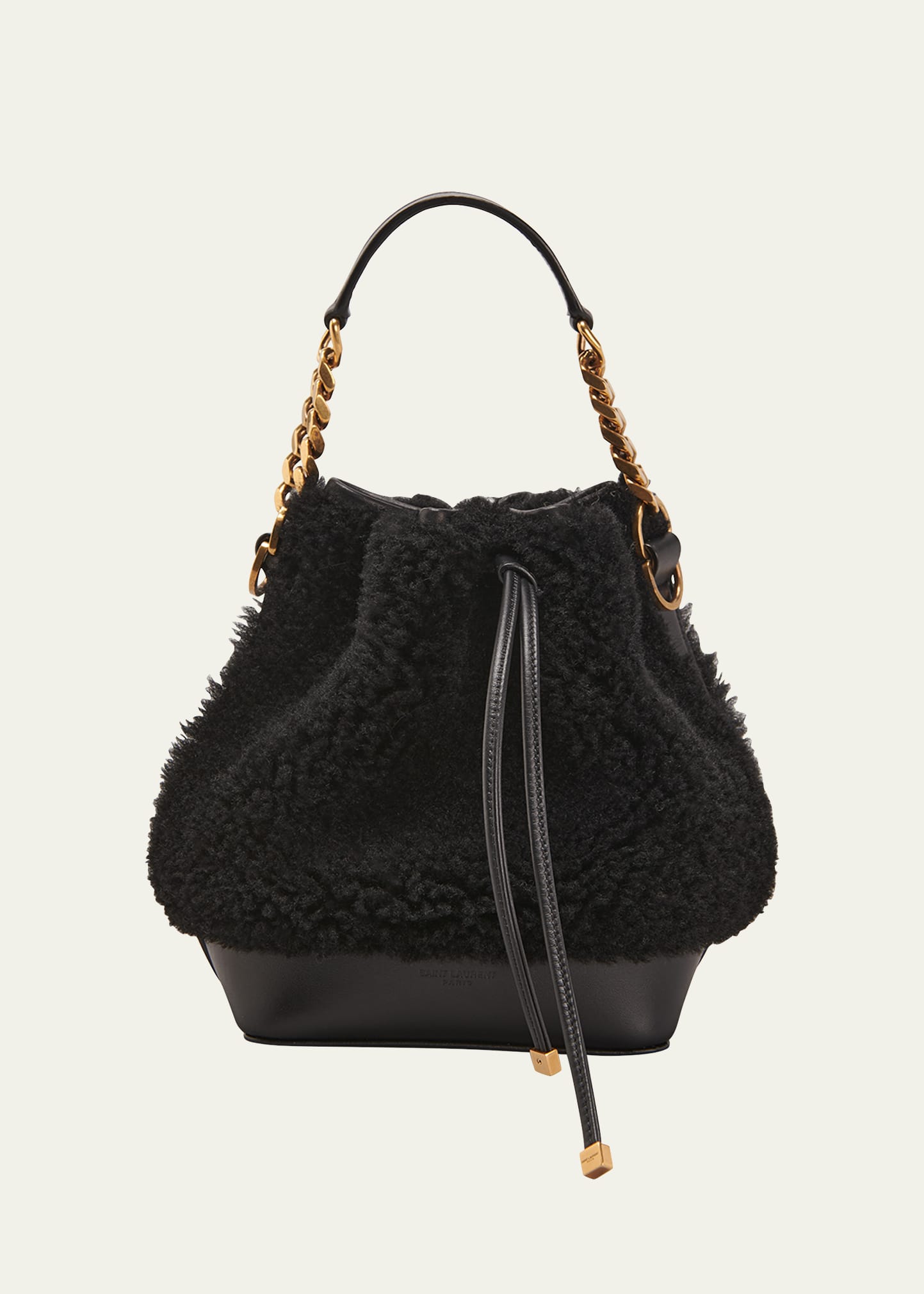 Small Bucket Bag in Shearling and Leather