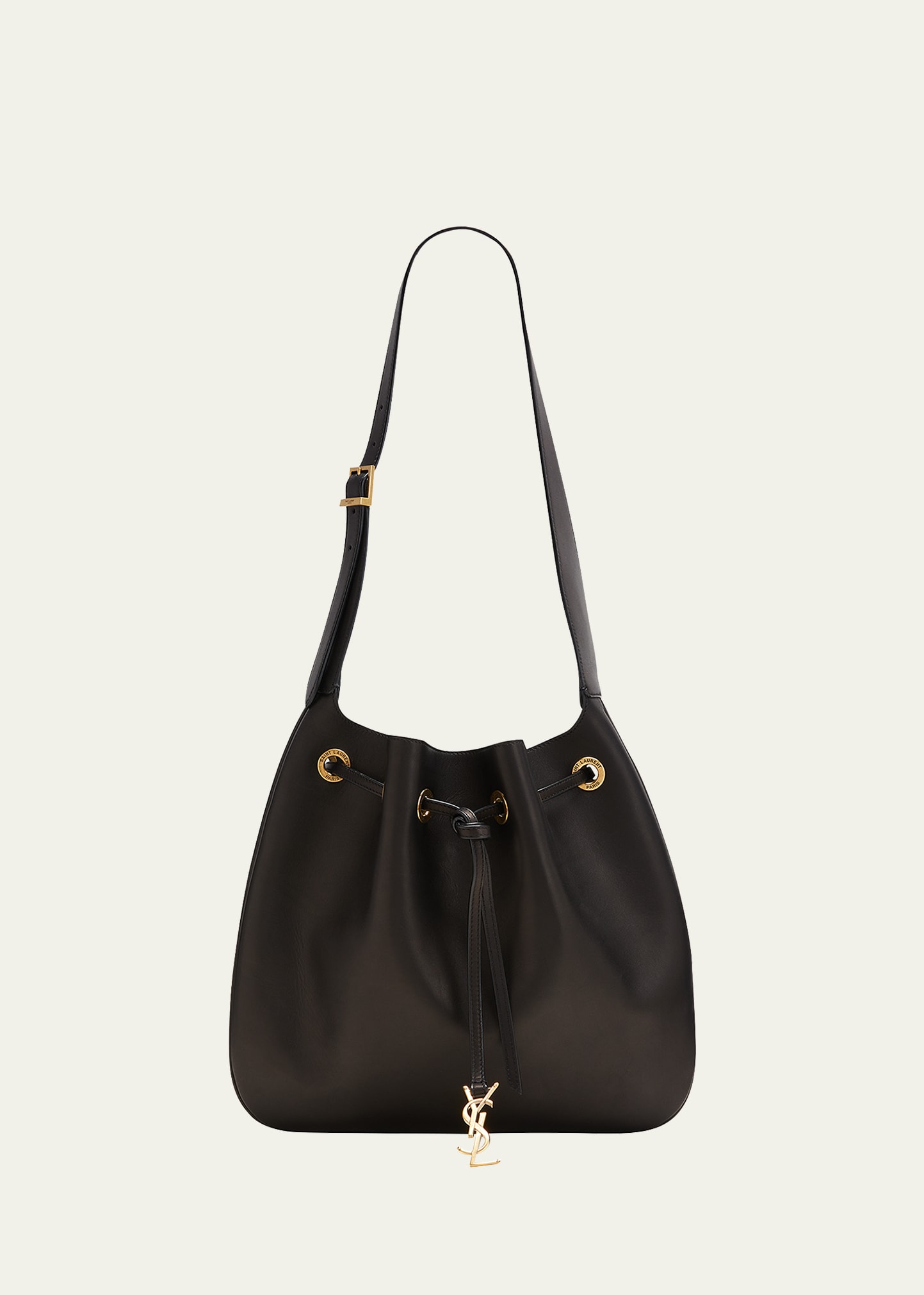 paris vii large flat hobo bag in smooth leather