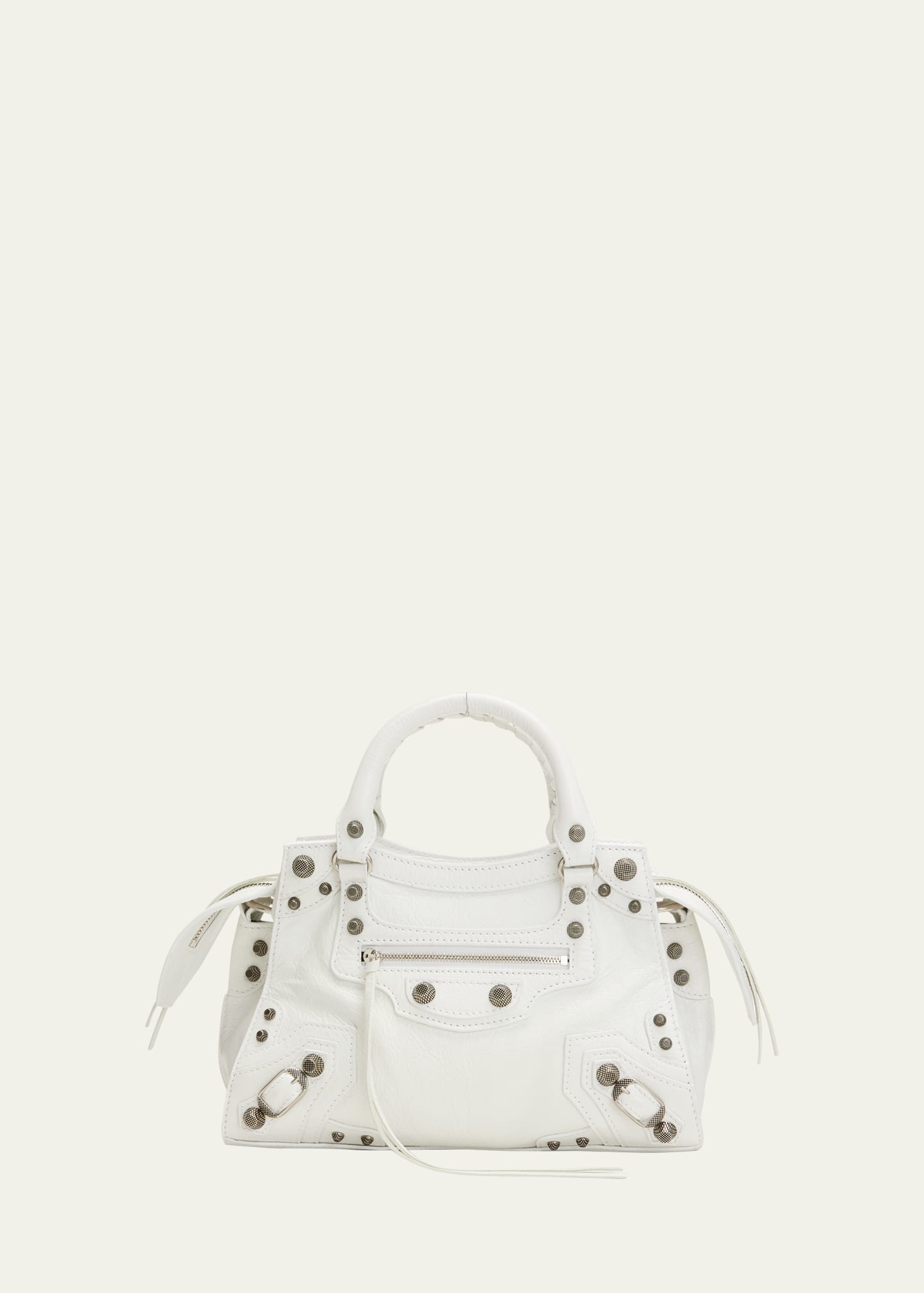 Balenciaga Cagole Xs Leather Top-handle Bag In Optic White