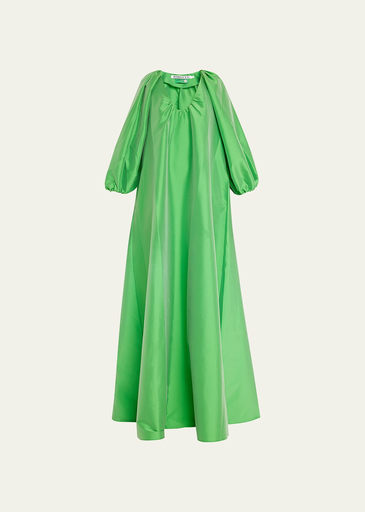 Shop Bernadette George Puff Sleeve Gown In Green