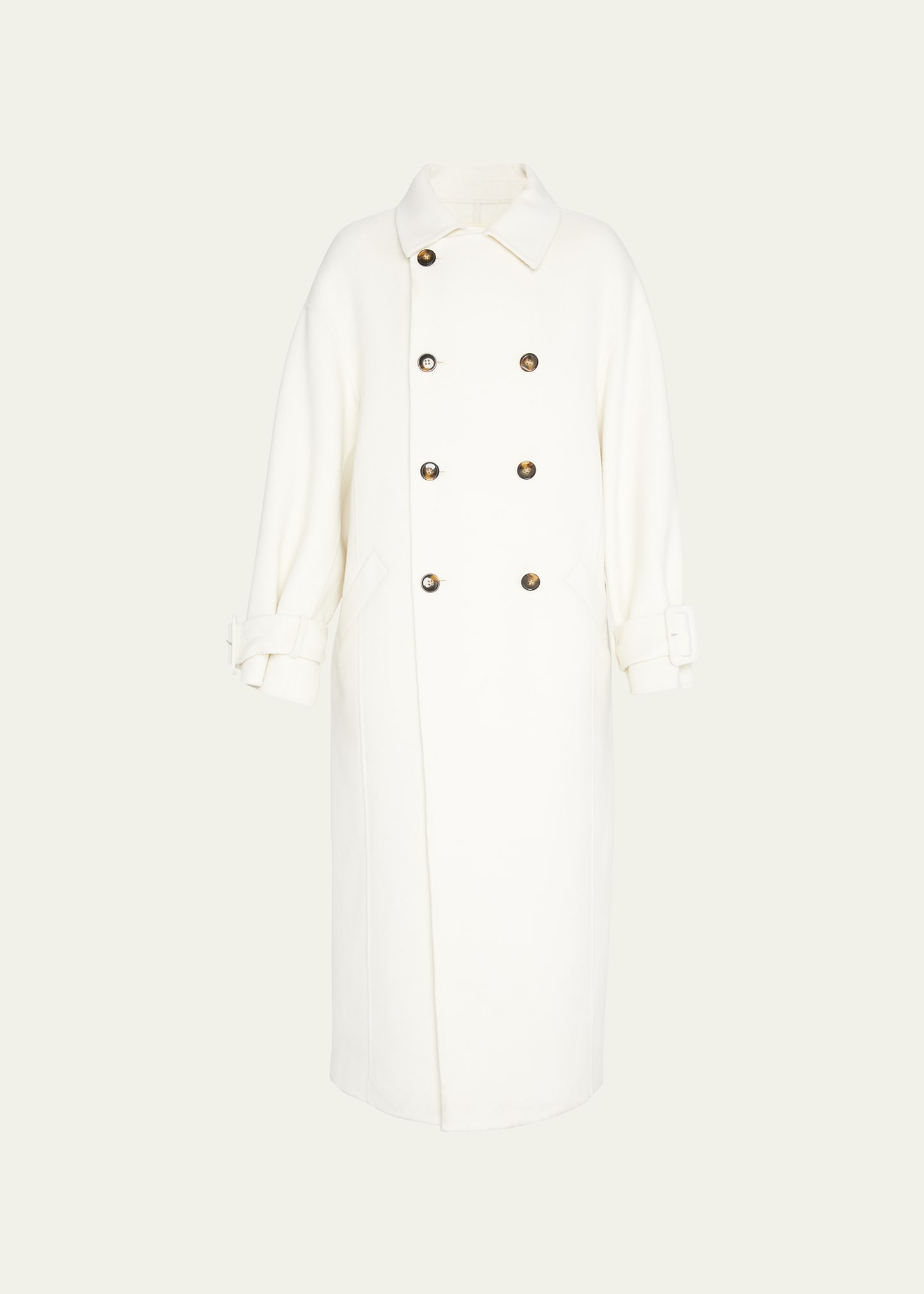 Shop Loulou Studio Boras Double-breasted Wool-cashmere Coat In Ivory