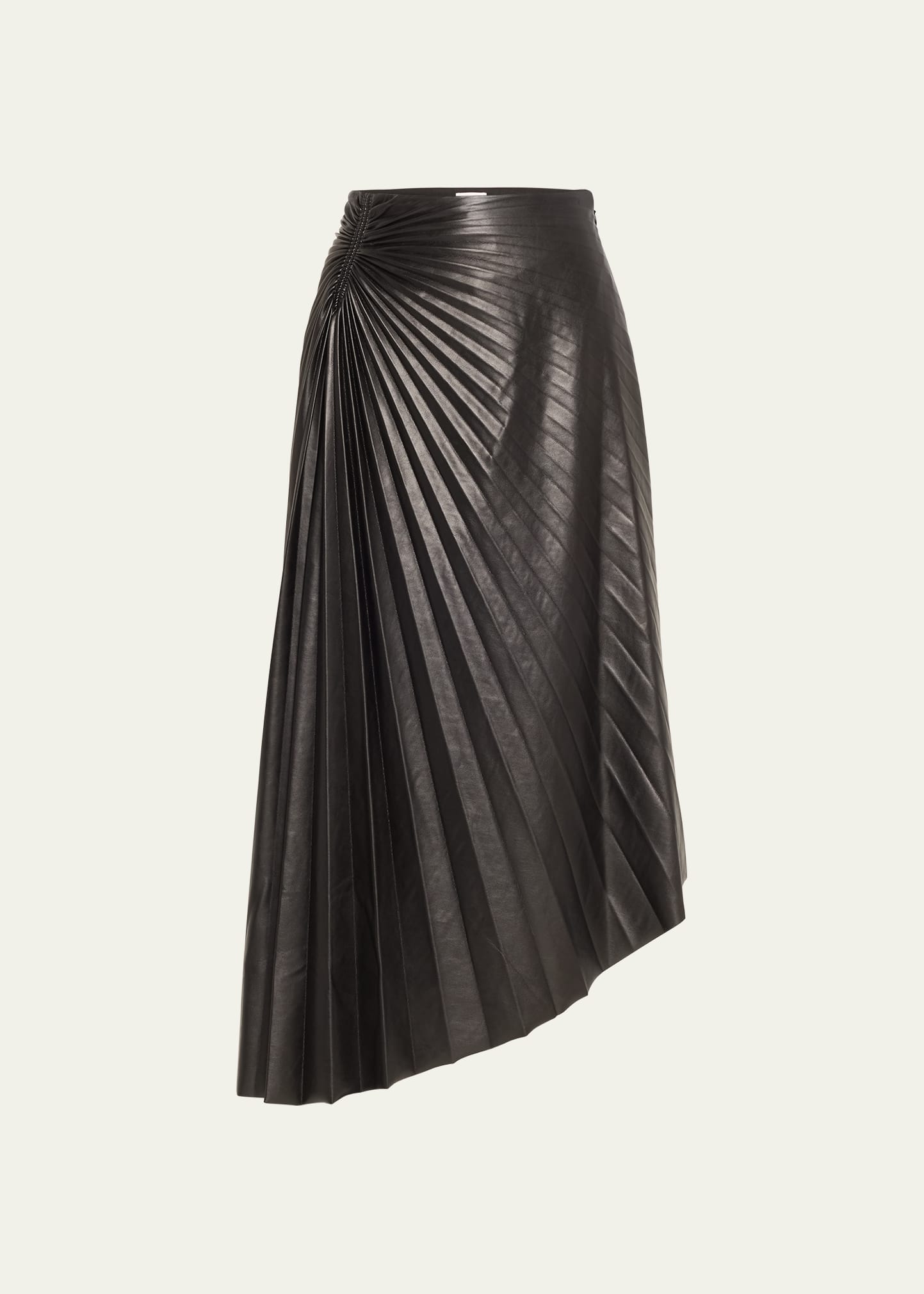 Shop A.l.c Tracy Pleated Side-ruched Faux Leather Maxi Skirt In Black