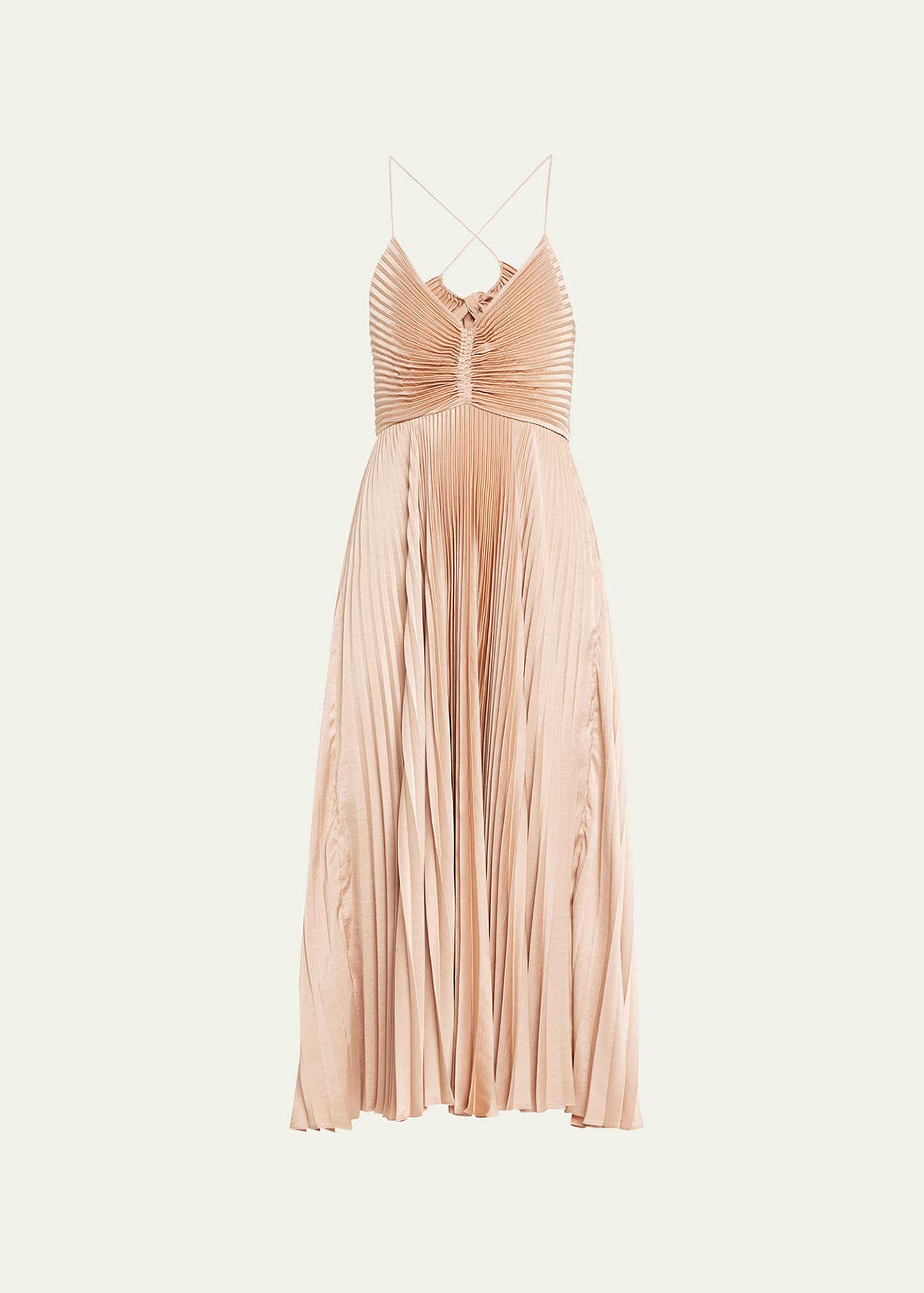 A.l.c Gemini Pleated Tie-back Cutout Midi Dress In Bella