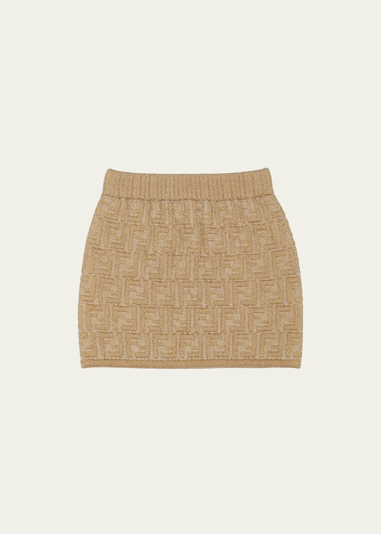 Fendi Girl's Allover FF Metallic Mini Skirt, Size 4-6