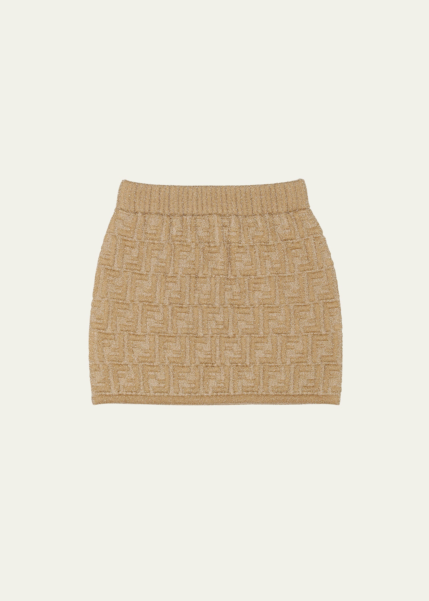 Fendi Girl's Allover FF Metallic Mini Skirt, Size 8-14
