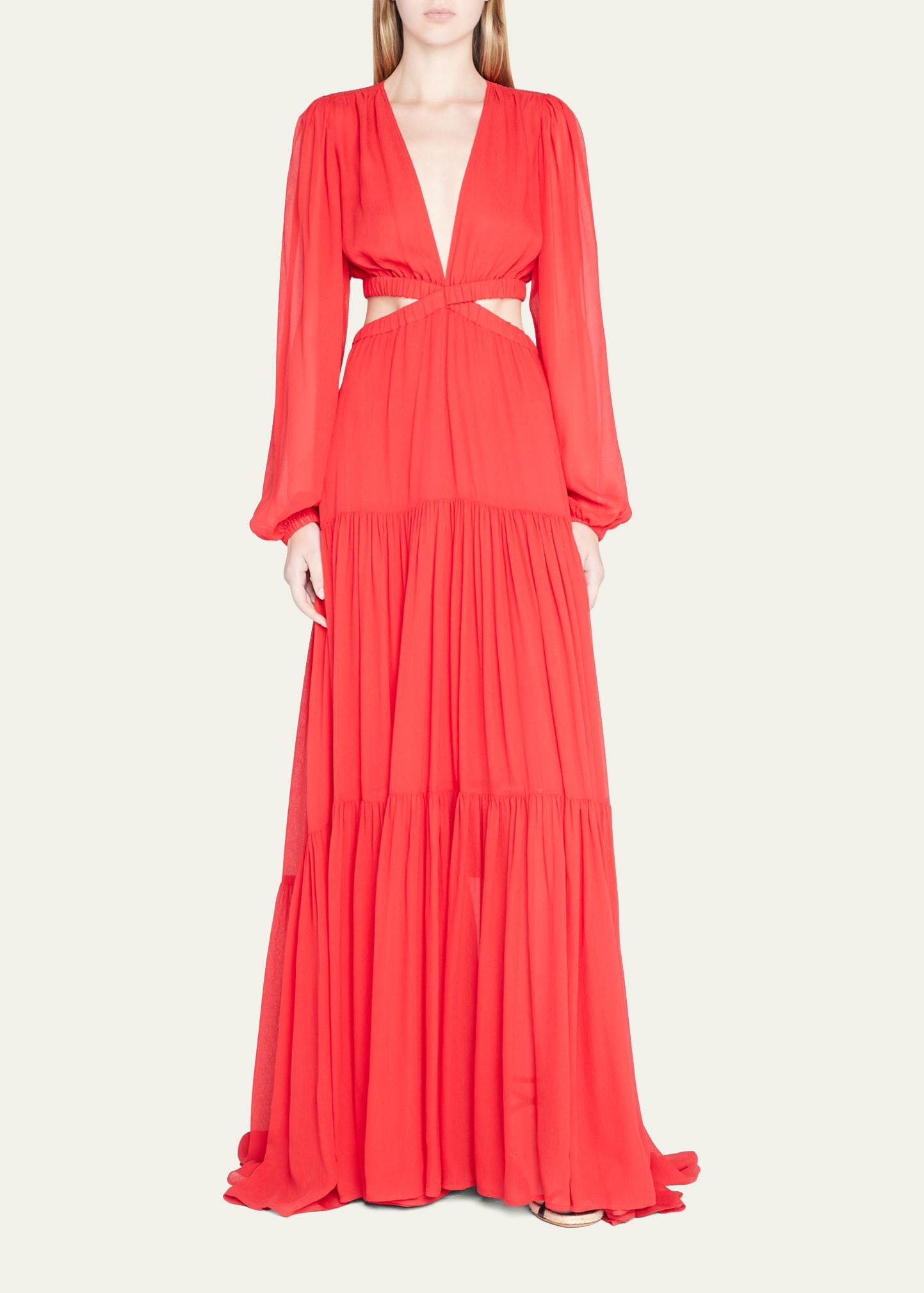 A.L.C. Isabelle Tiered Cut-Out Maxi Dress