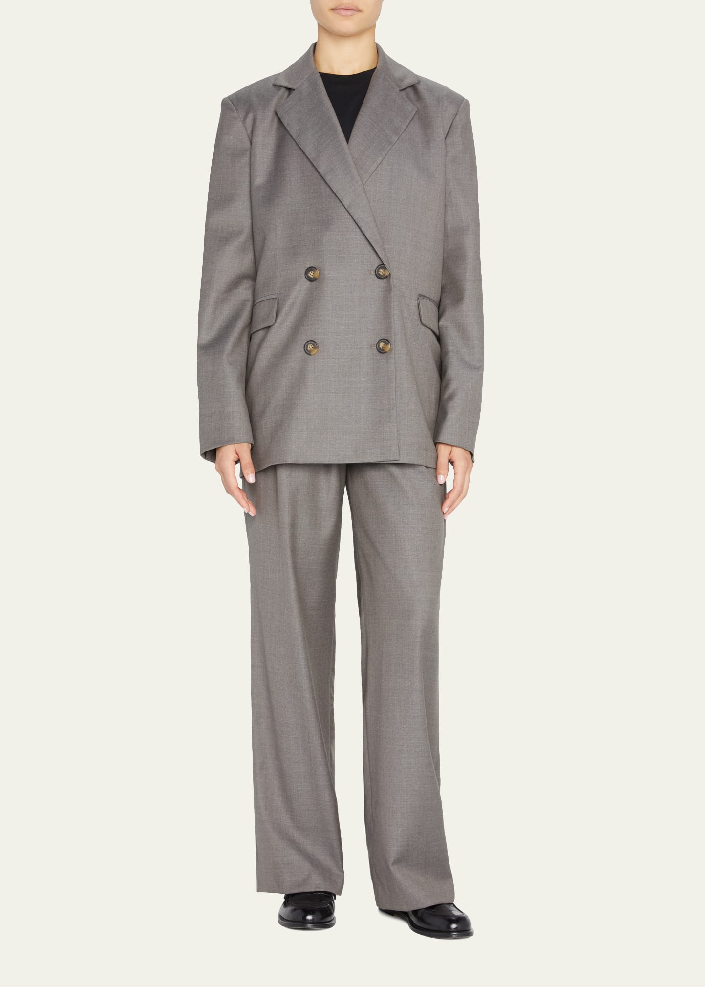 Loulou Studio Donau Wool Double-breasted Blazer In Brown Melange