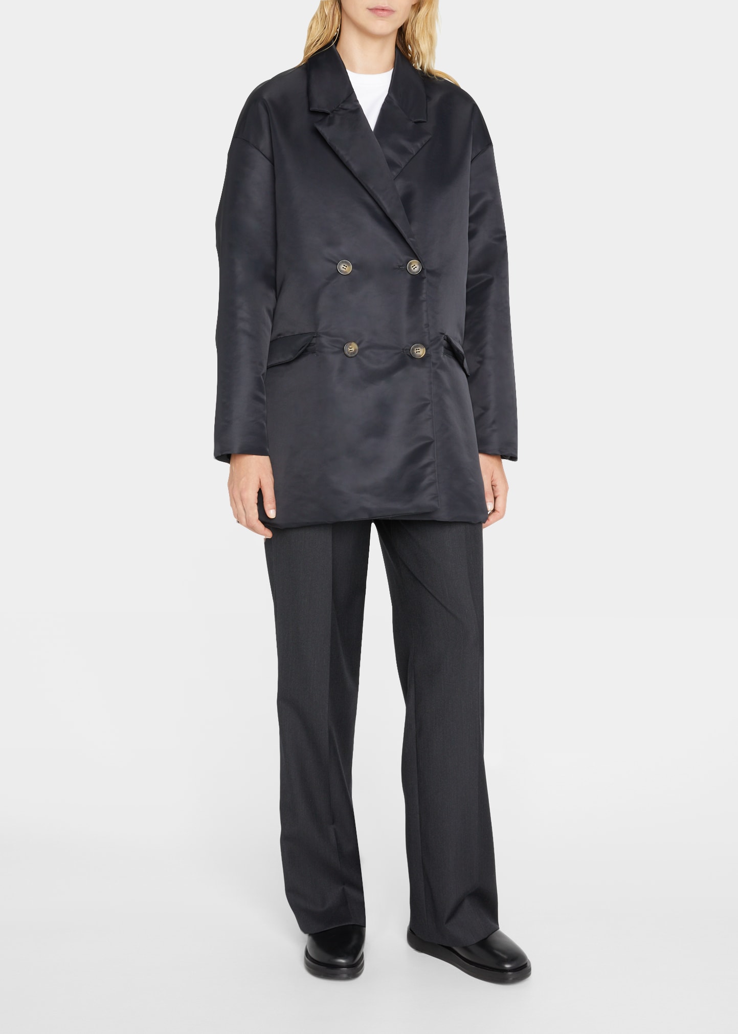 Loulou Studio Solan Double-breasted Padded Shell Jacket In Black