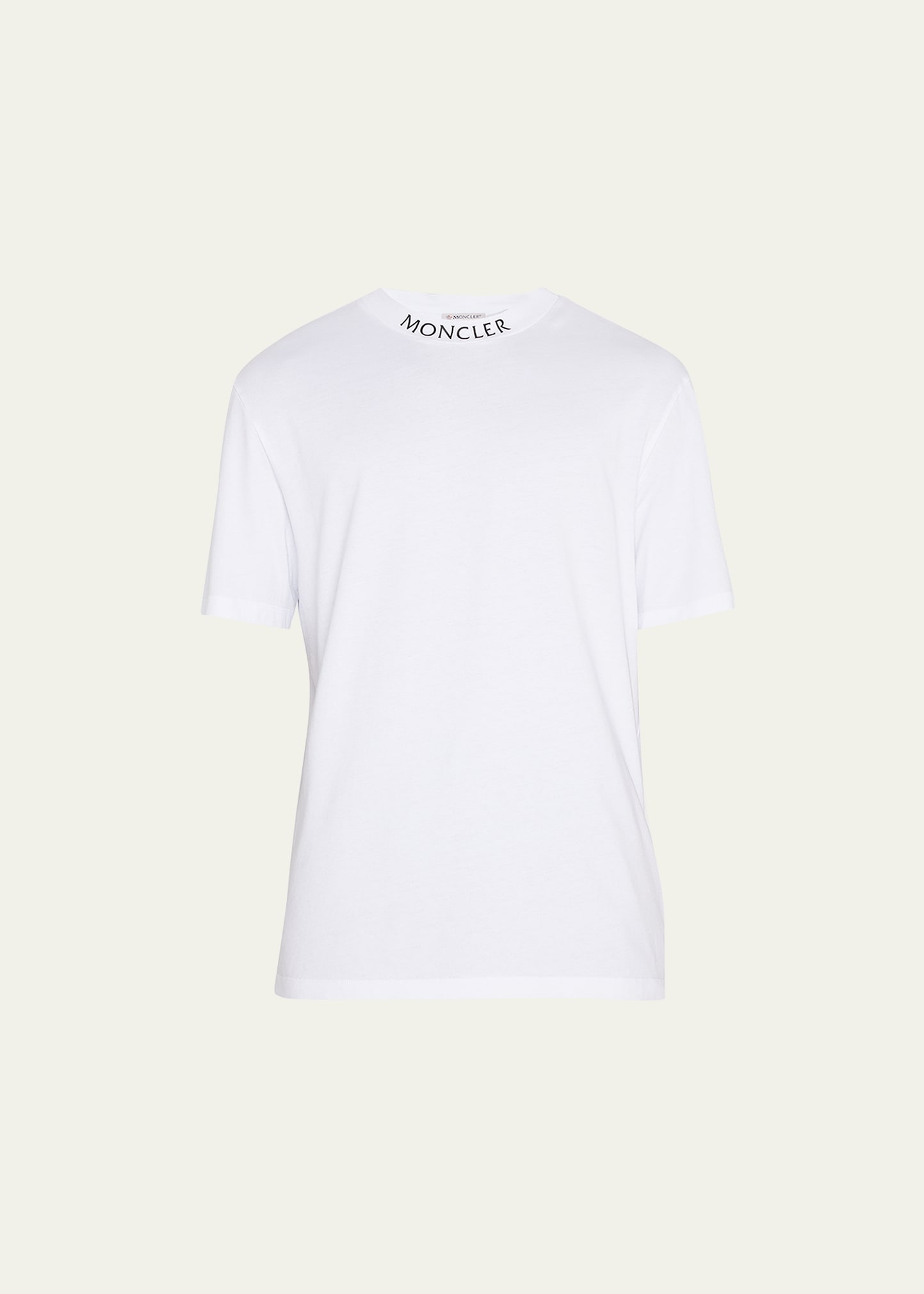 Shop Moncler Men's Logo-neck T-shirt In White