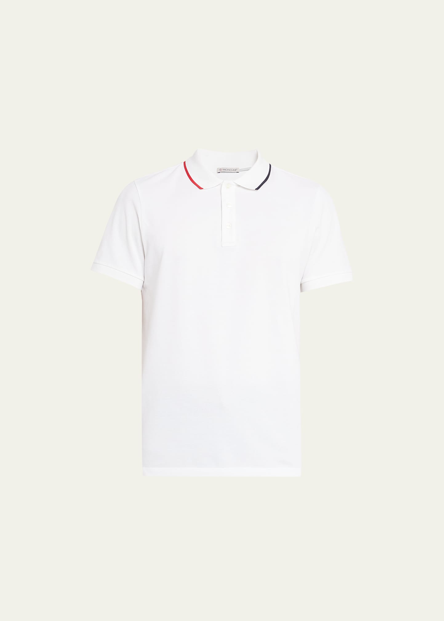 Shop Moncler Men's Polo Shirt With Tipped Collar In White