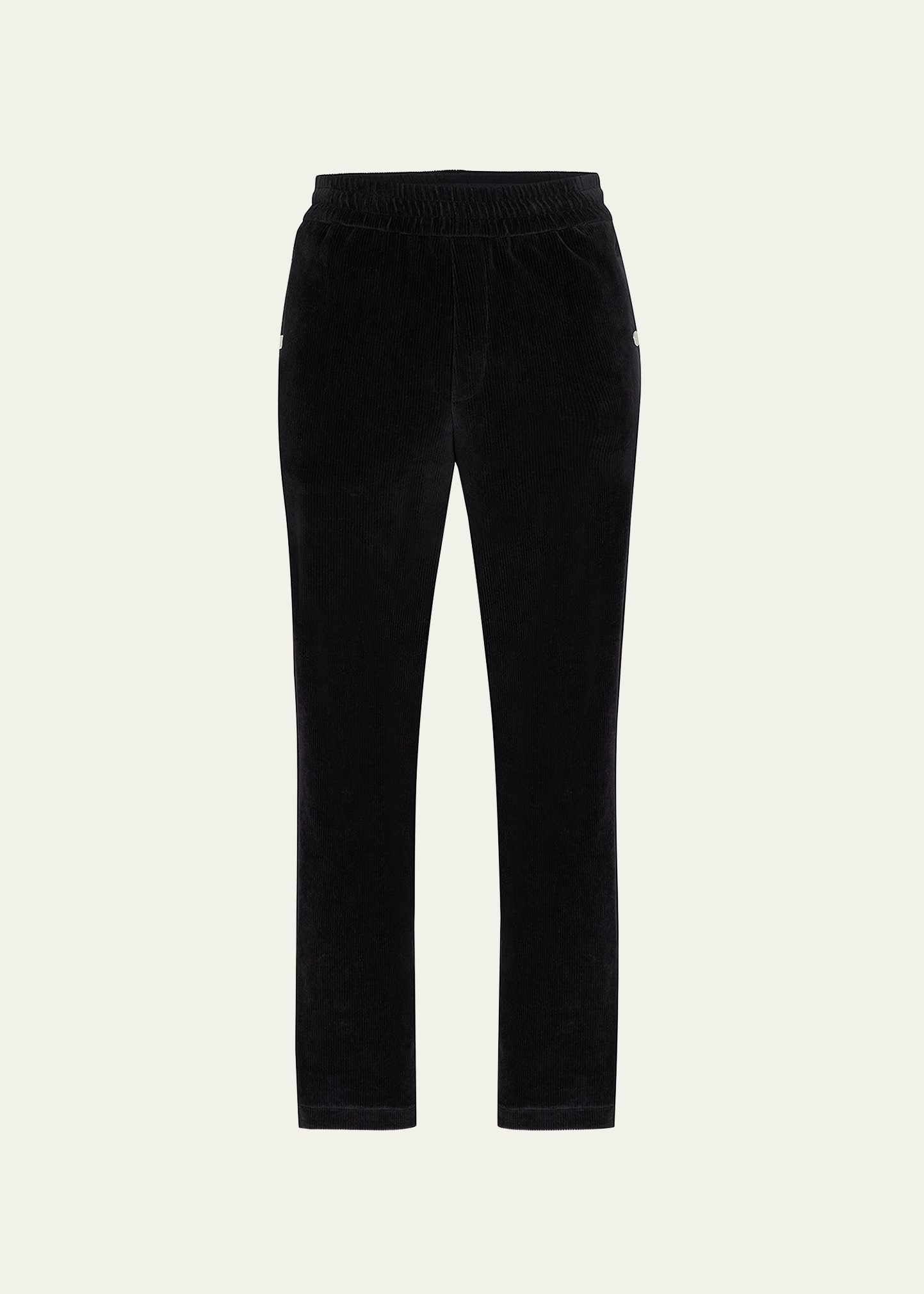 Moncler Men's Solid Sweatpants W/ Contrast Drawstring In Black