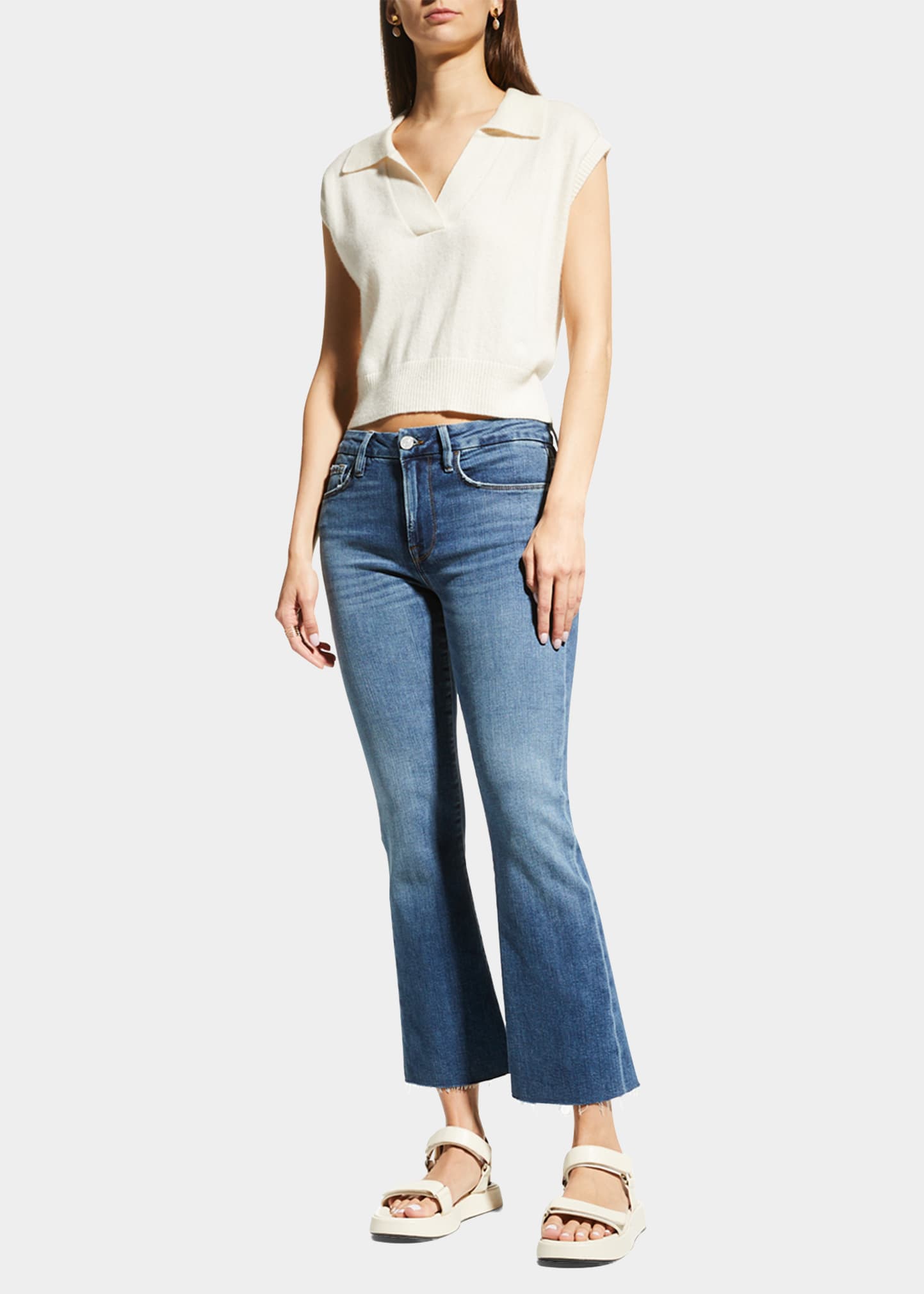FRAME Le Crop Mini Boot Bootcut Ankle Jeans with Raw Hem