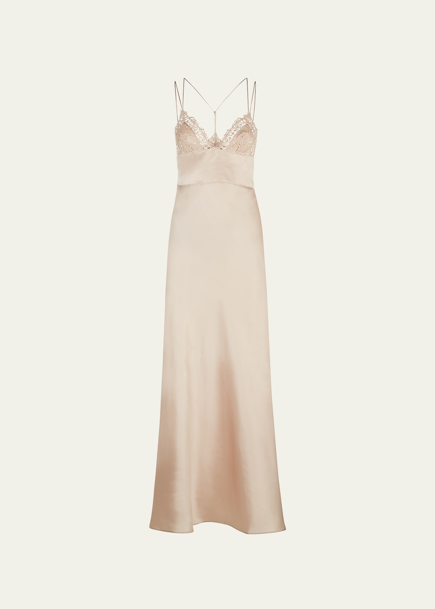 La Perla Embellished Silk Nightgown In Nude-0034