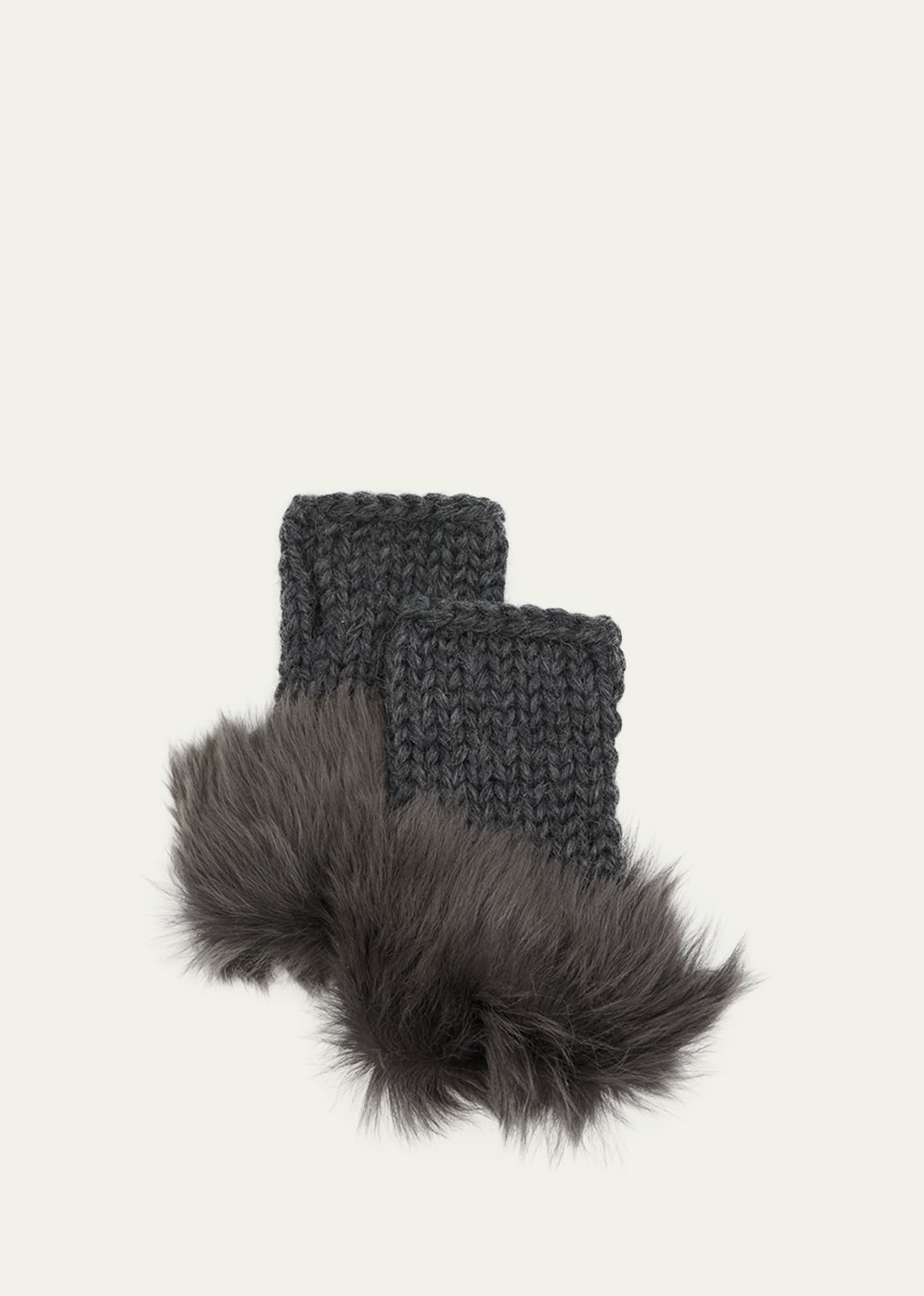 Knitted Toscana Shearling Fingerless Gloves