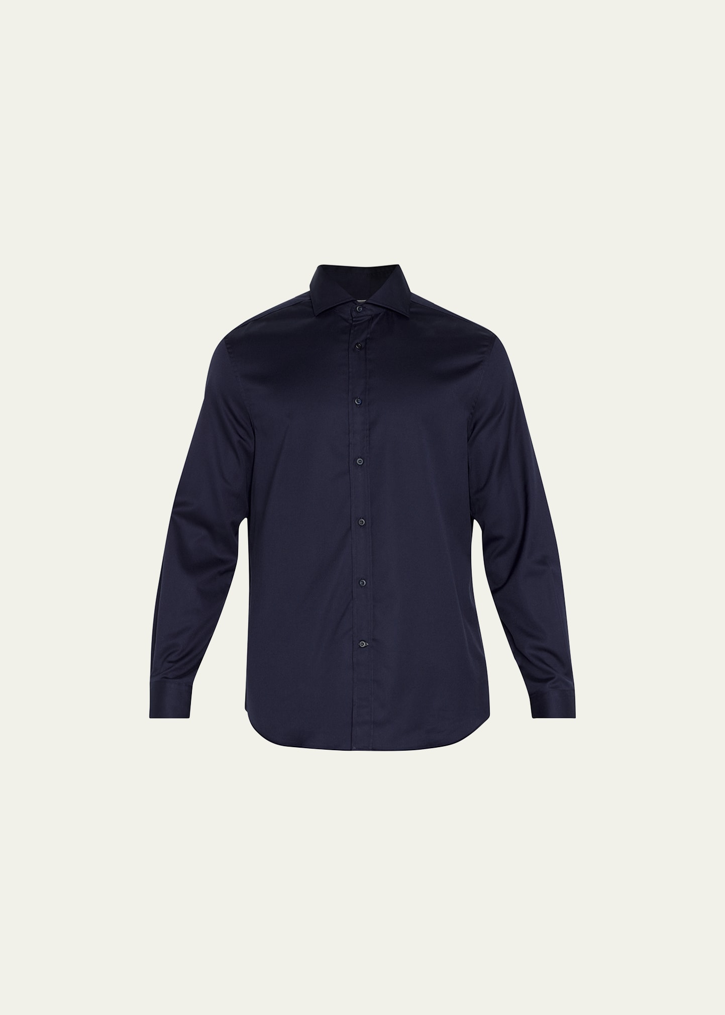 Brunello Cucinelli Men's Cotton Twill Sport Shirt In Navy