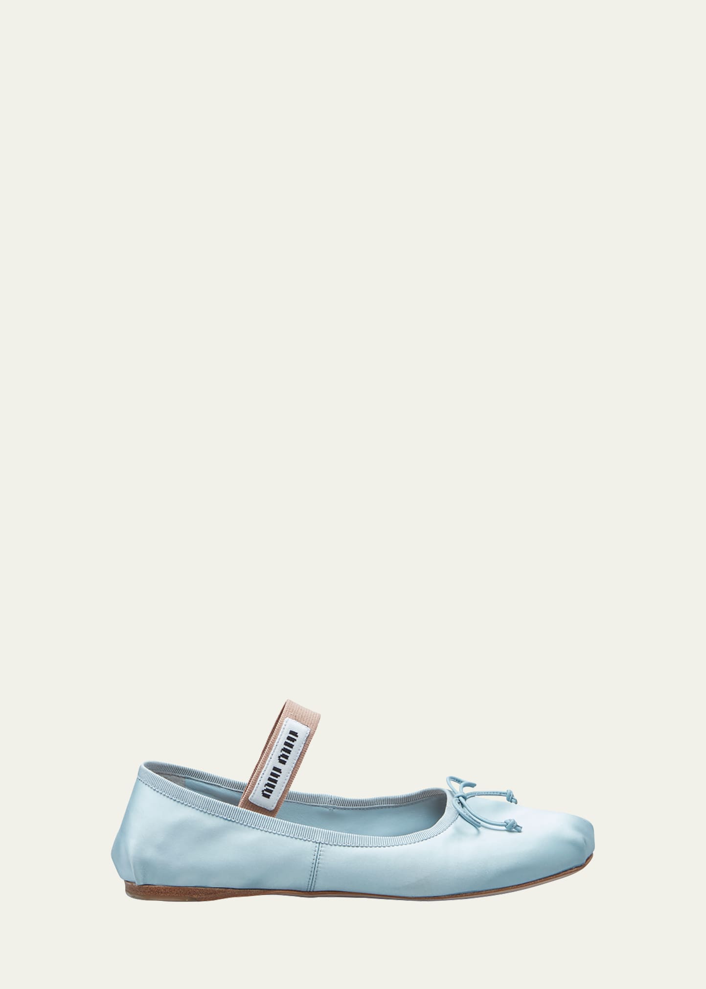 Miu Miu Satin Bow Ballerina Flats In Lago