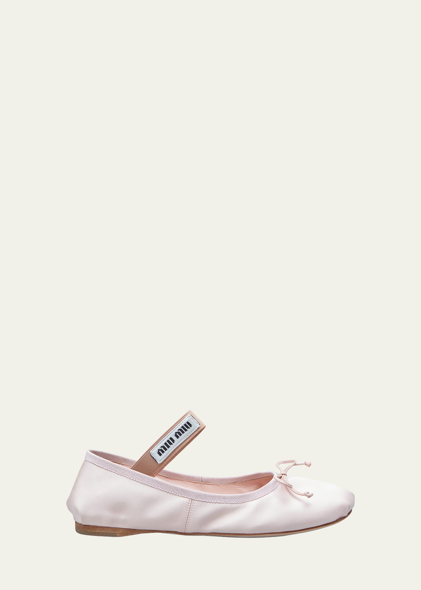 Designer Miu Miu Bow-Detailed Slip-On Satin Ballerina/shoes