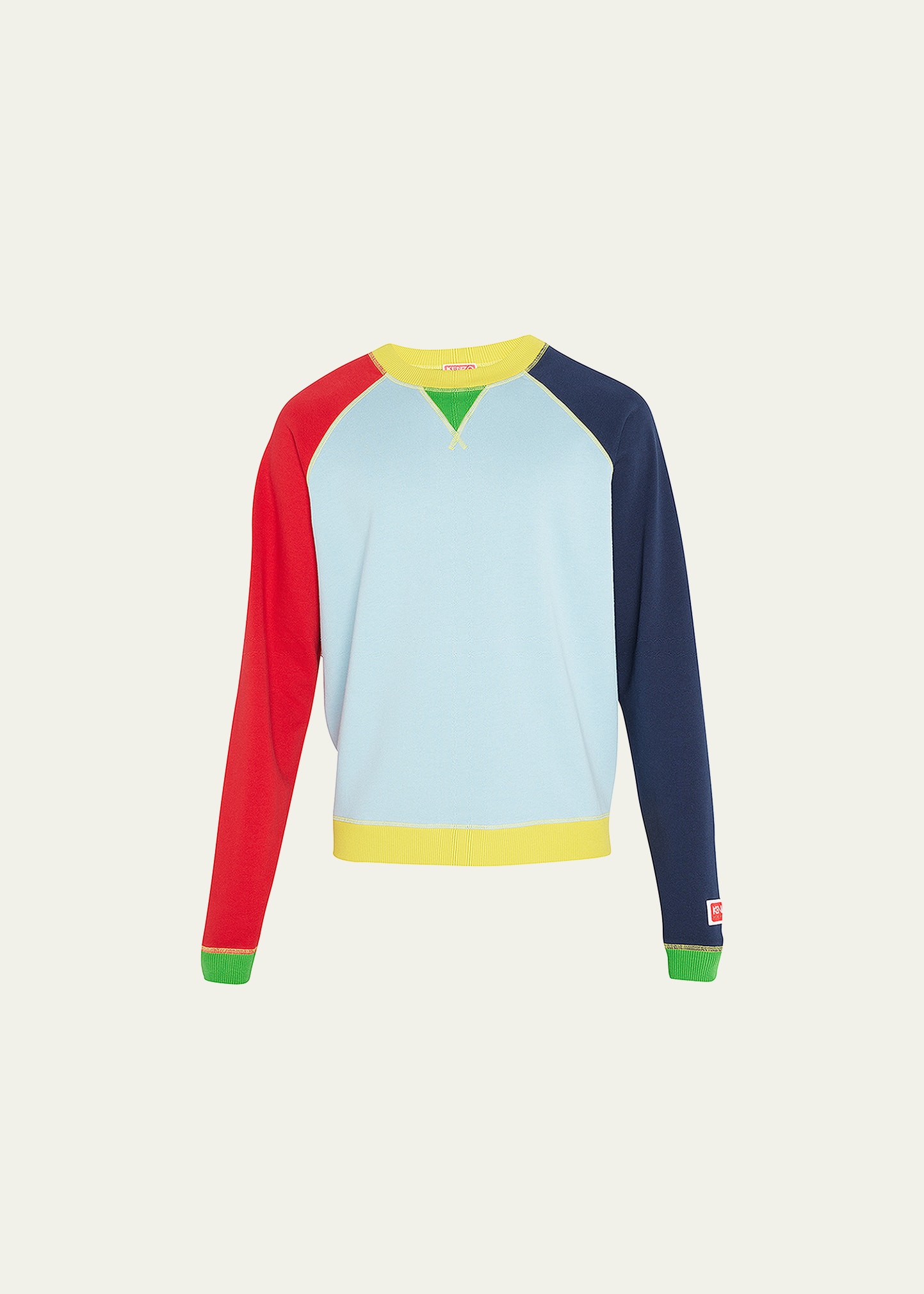 Shop Kenzo Men's Colorblock Raglan Sweatshirt In Sky Blue